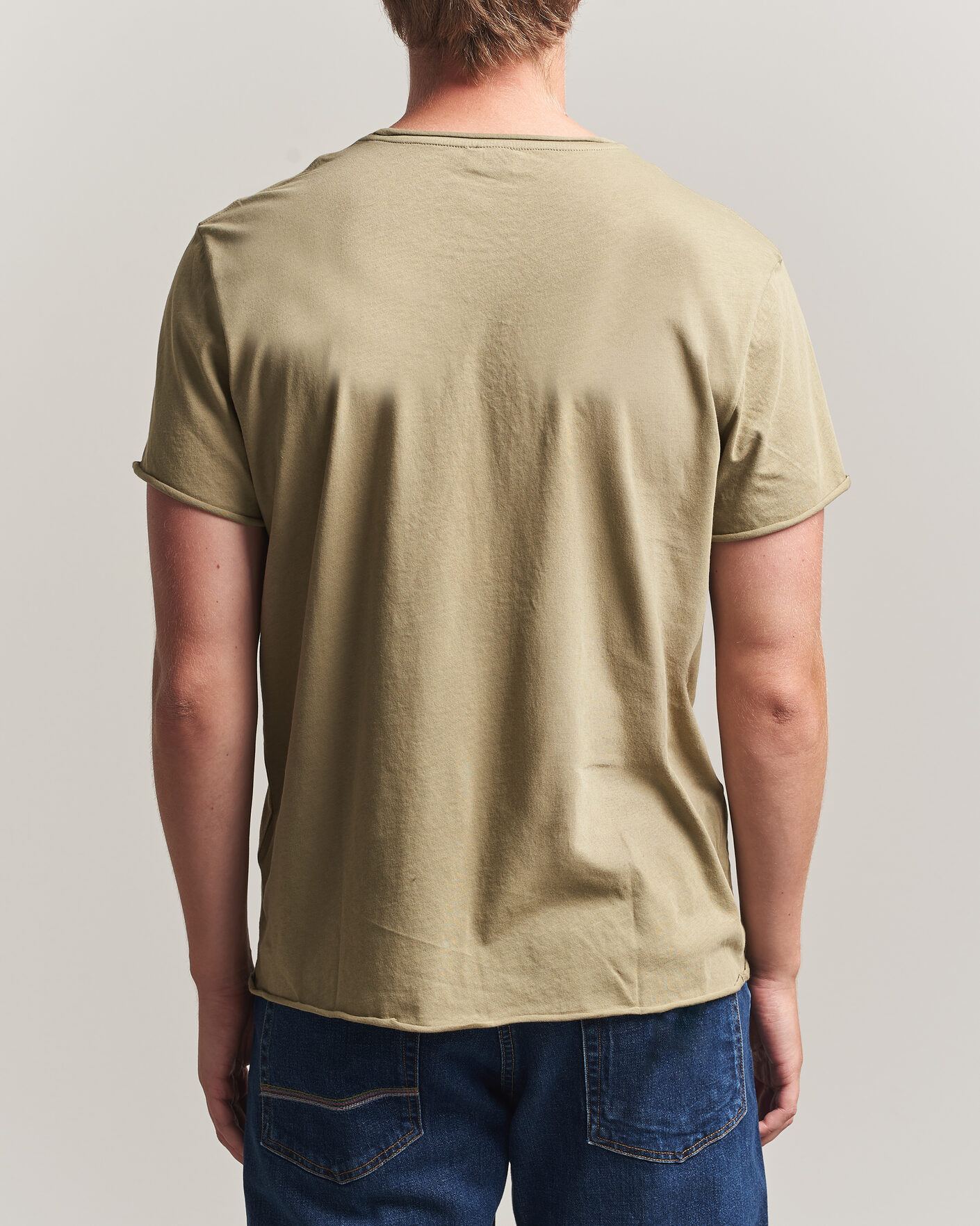 Men | T-Shirts | Filippa K | Roll Neck Crew Neck T-Shirt Light Olive Green