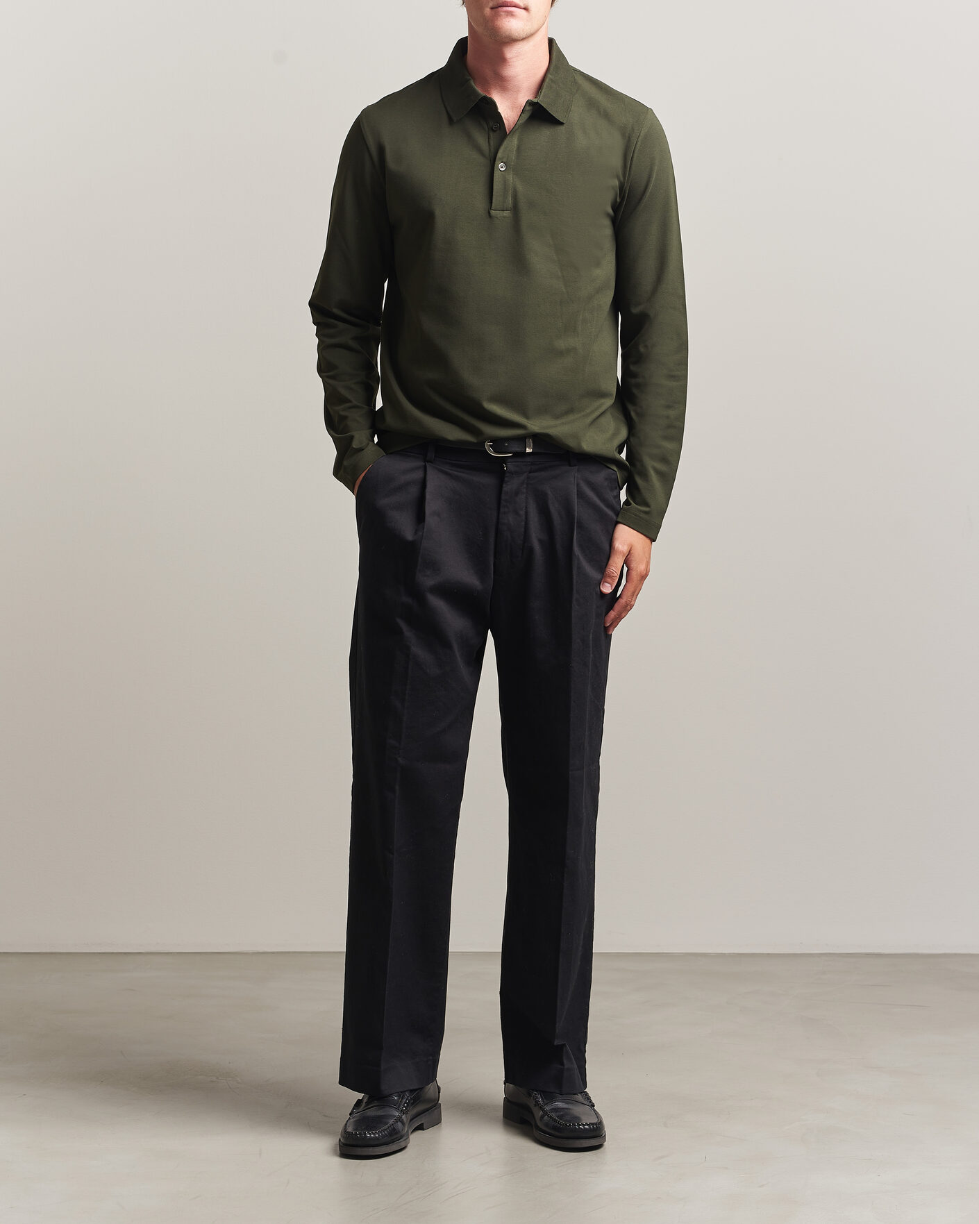 Men | Polo Shirts | Filippa K | Luke Lycra Polo Shirt Night Green