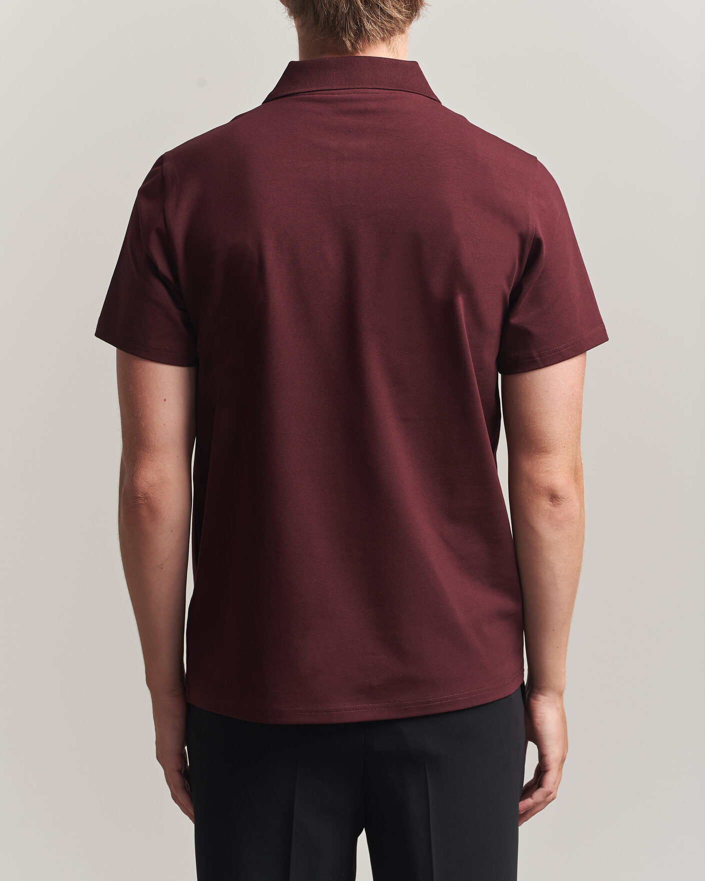 Men | Polo Shirts | Filippa K | Soft Lycra Polo T-Shirt Dark Burgundy