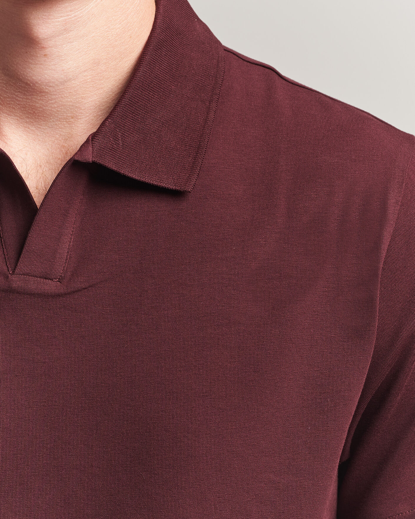 Men | Polo Shirts | Filippa K | Soft Lycra Polo T-Shirt Dark Burgundy