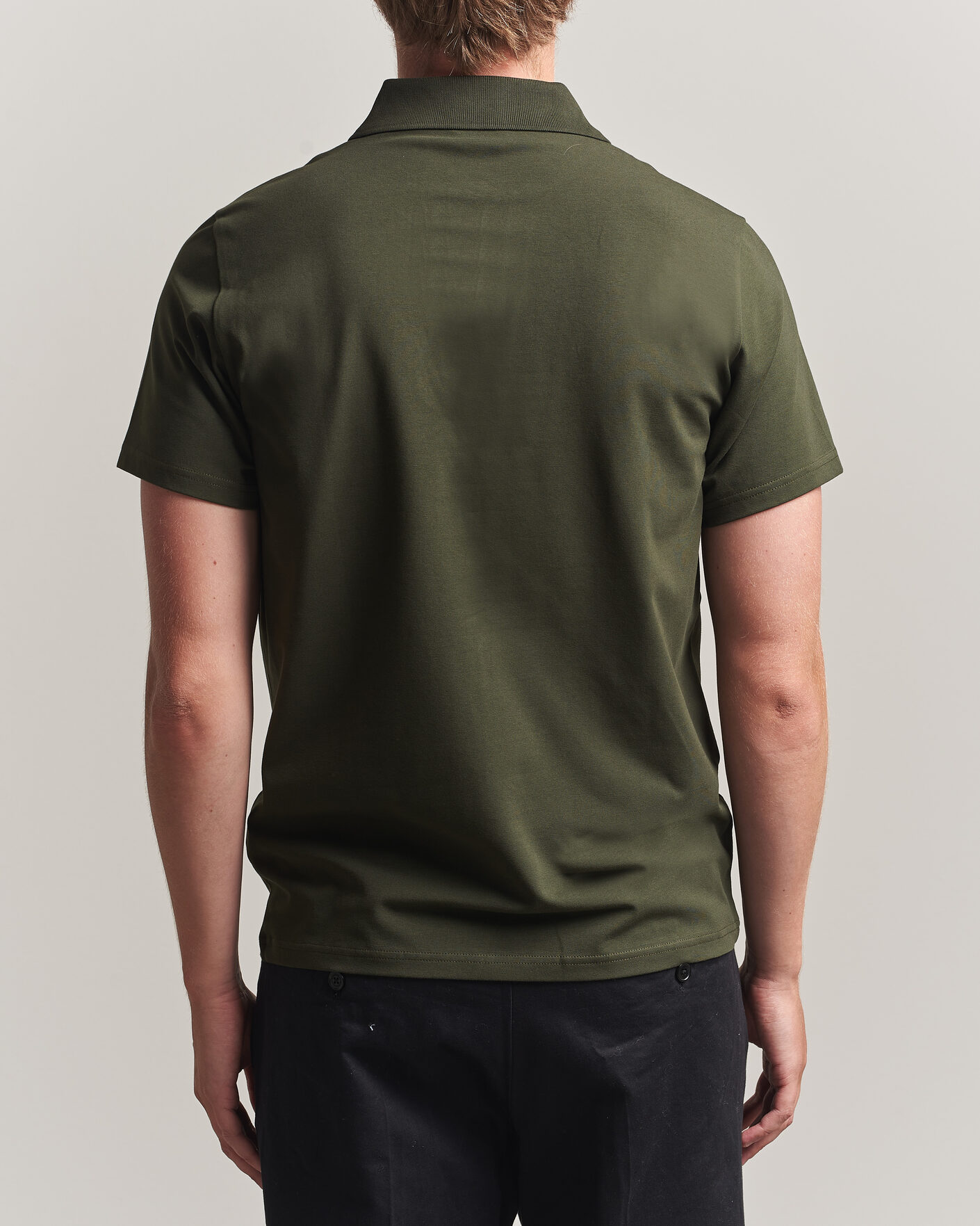 Men | Polo Shirts | Filippa K | Soft Lycra Polo T-Shirt Night Green
