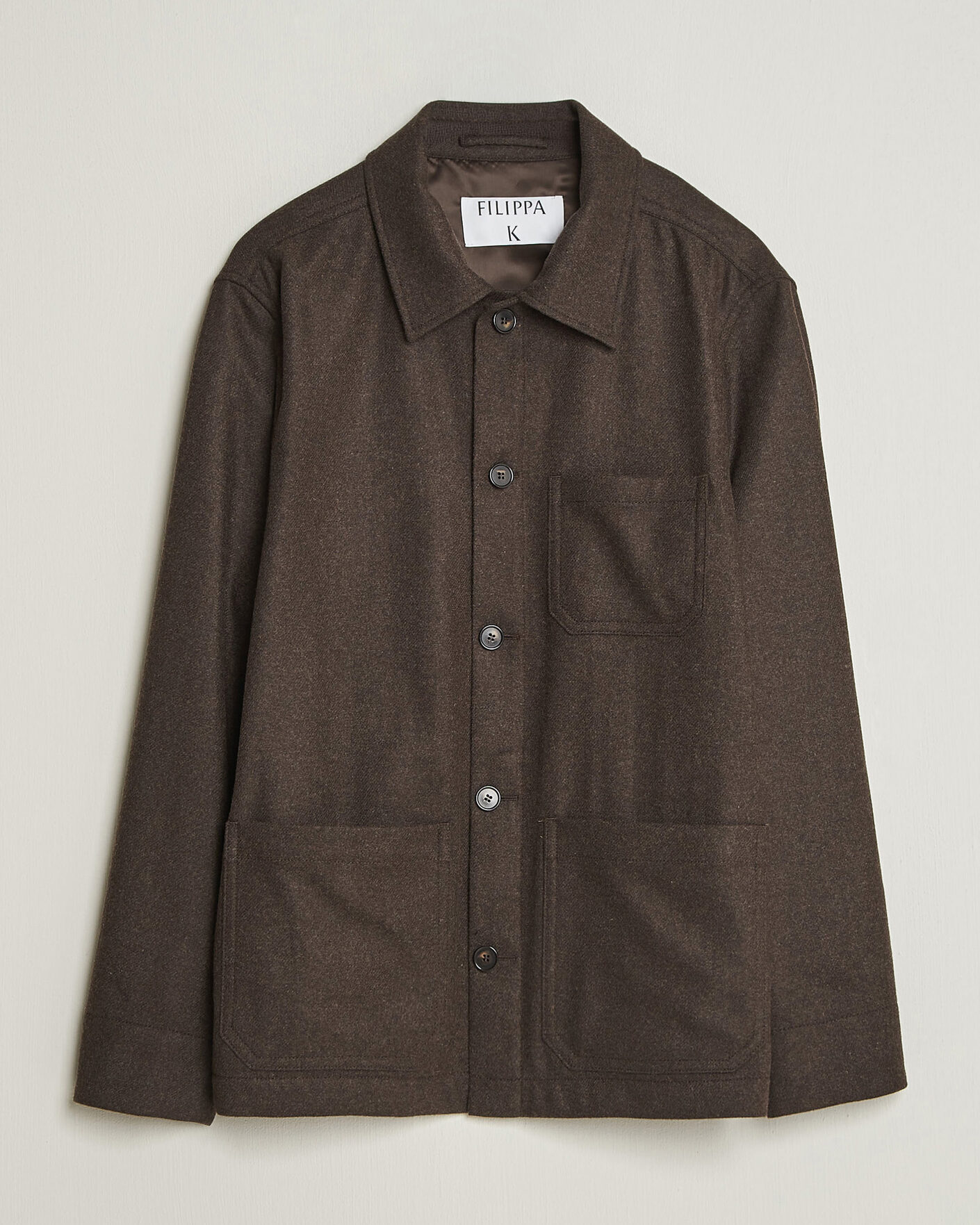 Men | Shirts | Filippa K | Taylor Flannel Overshirt Walnut Brown