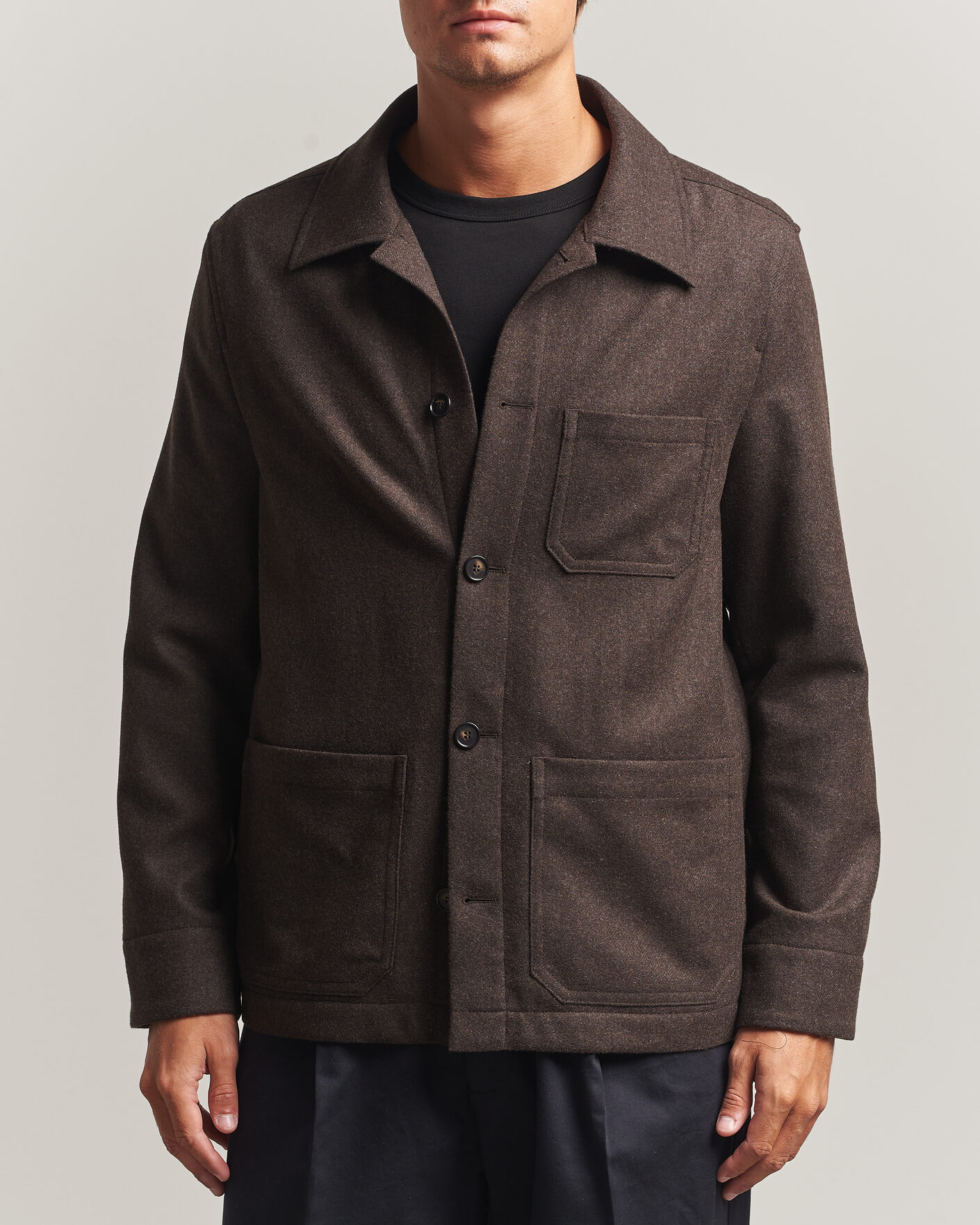 Men | Shirts | Filippa K | Taylor Flannel Overshirt Walnut Brown