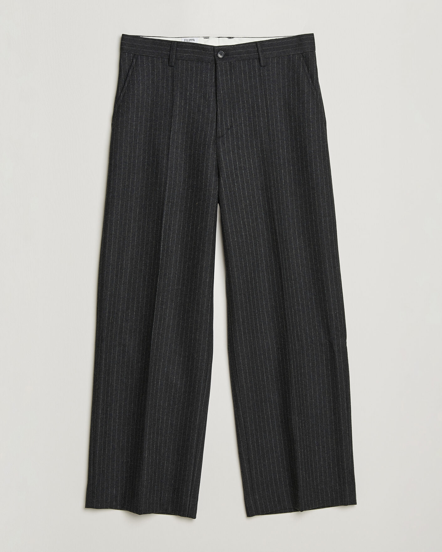 Men | Trousers | Filippa K | Hector Wool Flannel Pinstriped Trousers Anthracite