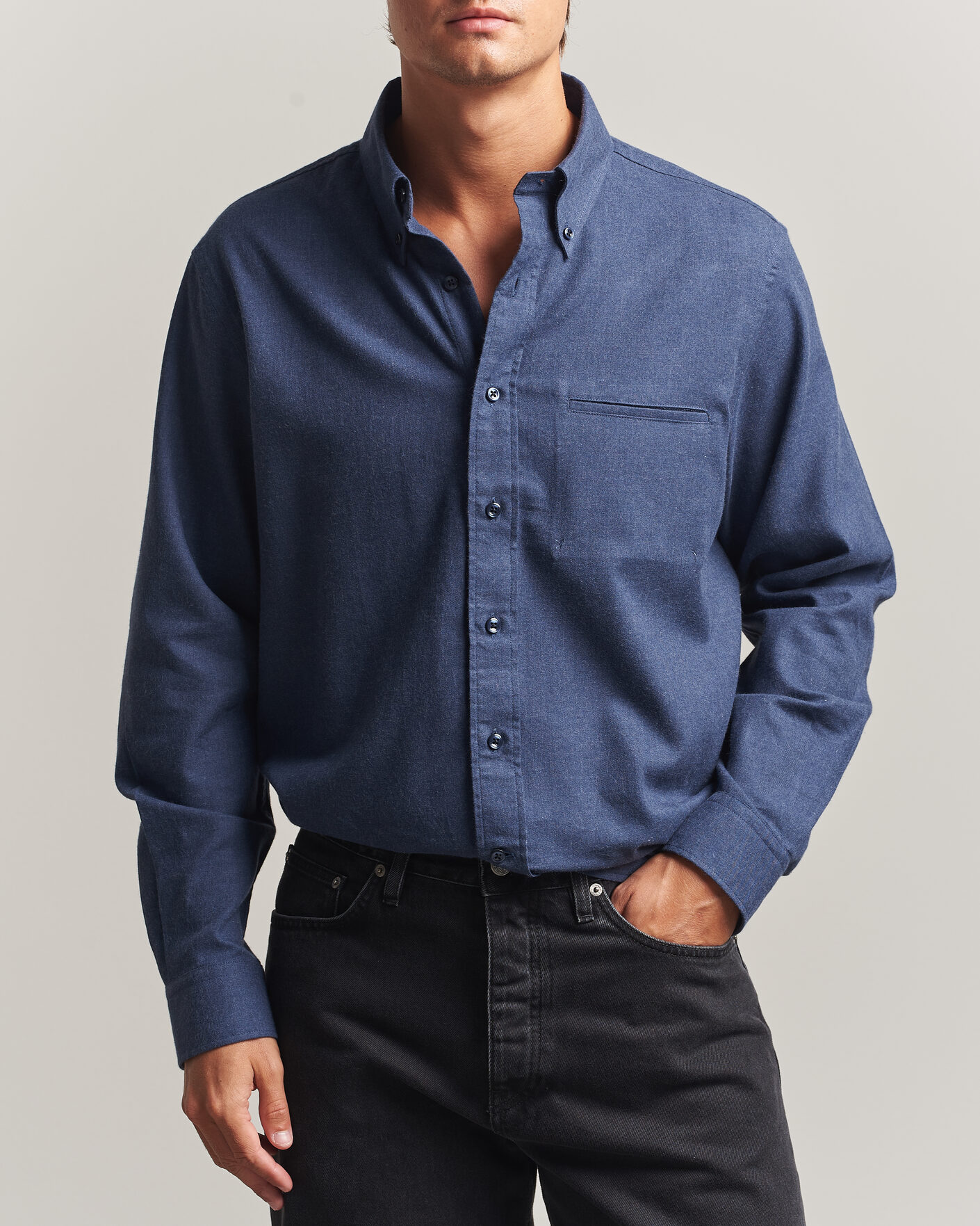 Men | Shirts | Filippa K | Zack Flannel Shirt Navy