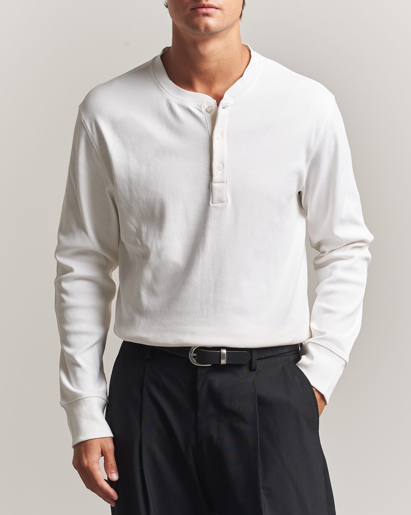 Men | Sweaters & Knitwear | Filippa K | Cotton Rib Henley White