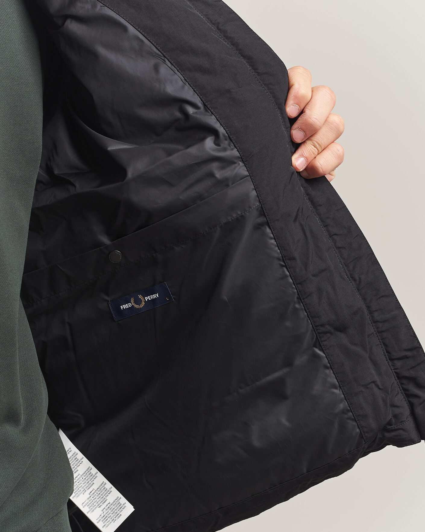 Men | Coats & Jackets | Fred Perry | Raglan Sleeve Padded Jacket Black