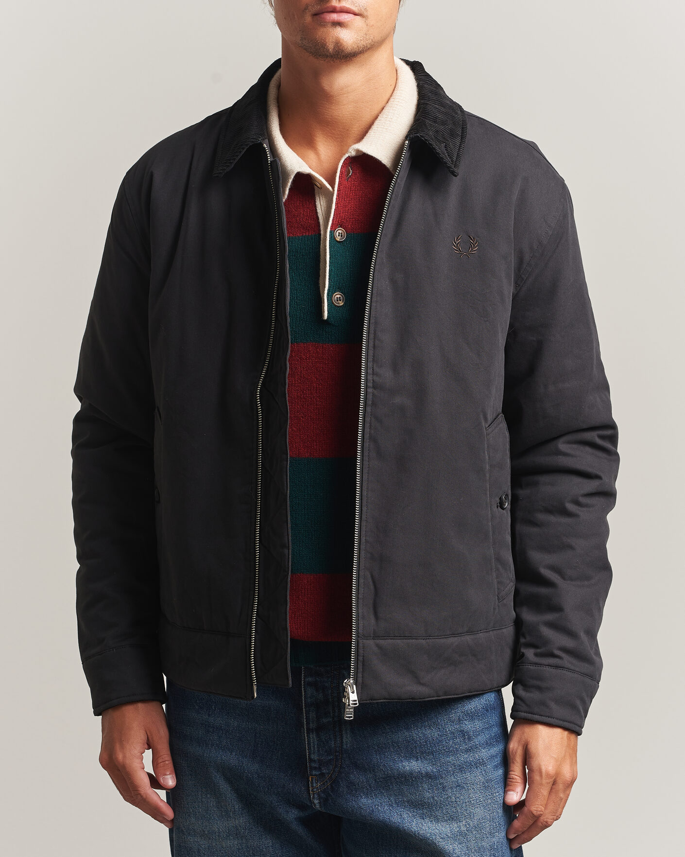 Men | Coats & Jackets | Fred Perry | Cotton Caban Jacket Black