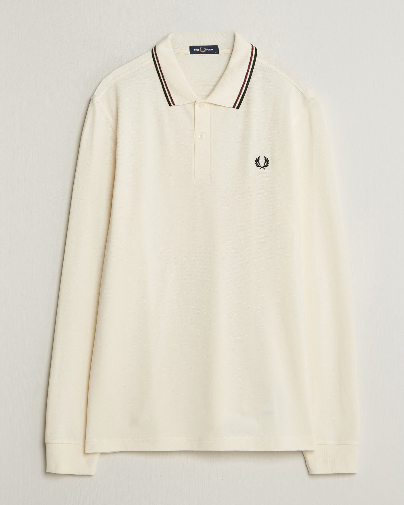 Men | Polo Shirts | Fred Perry | Twin Tipped Long Sleeve Polo Shirt Ecru
