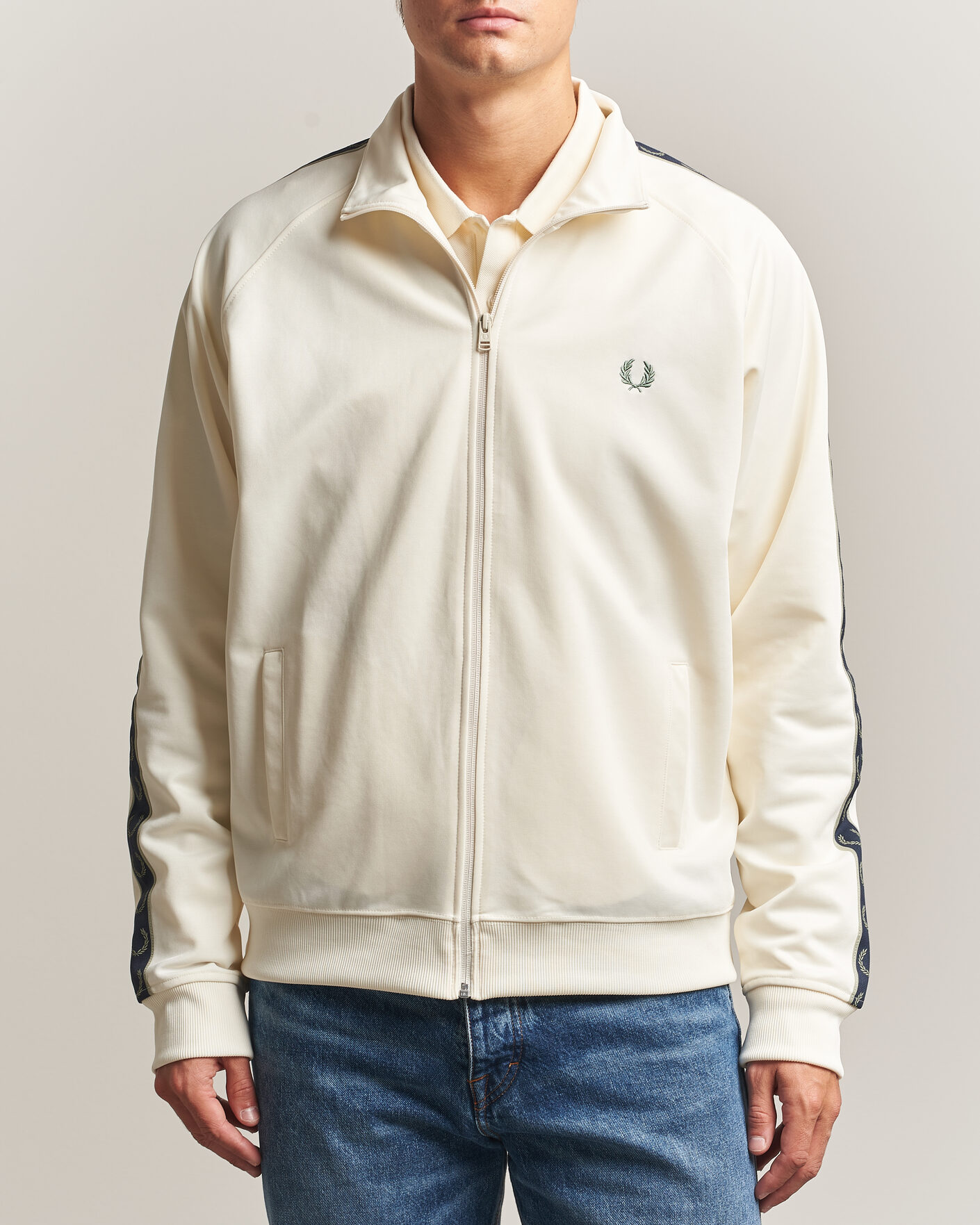Fred Perry Taped Track Jacket Ecru at CareOfCarl.com