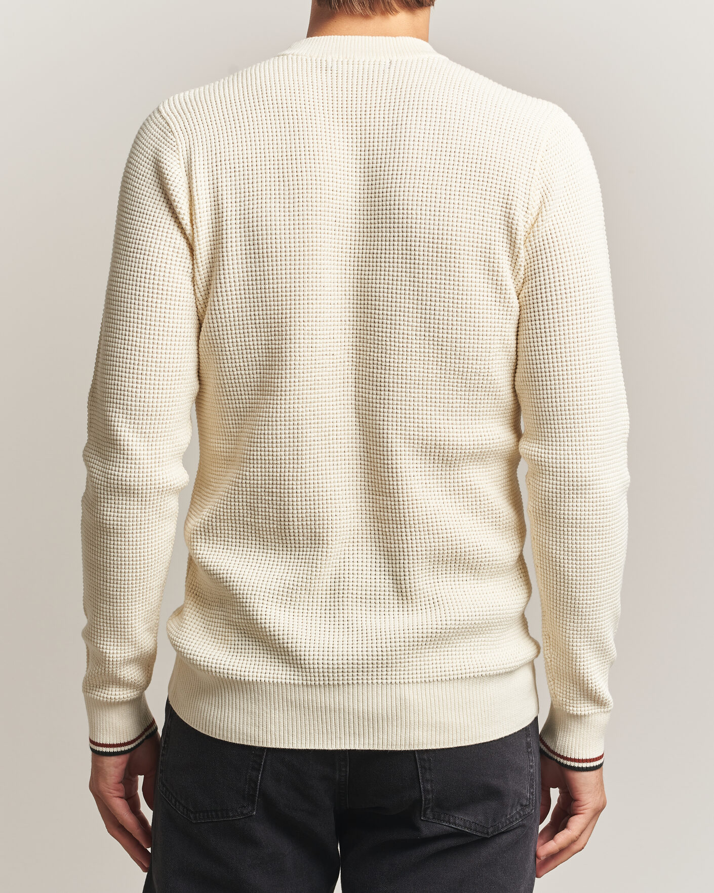 Men | Sweaters & Knitwear | Fred Perry | Waffle Stitch Jumper Ecru