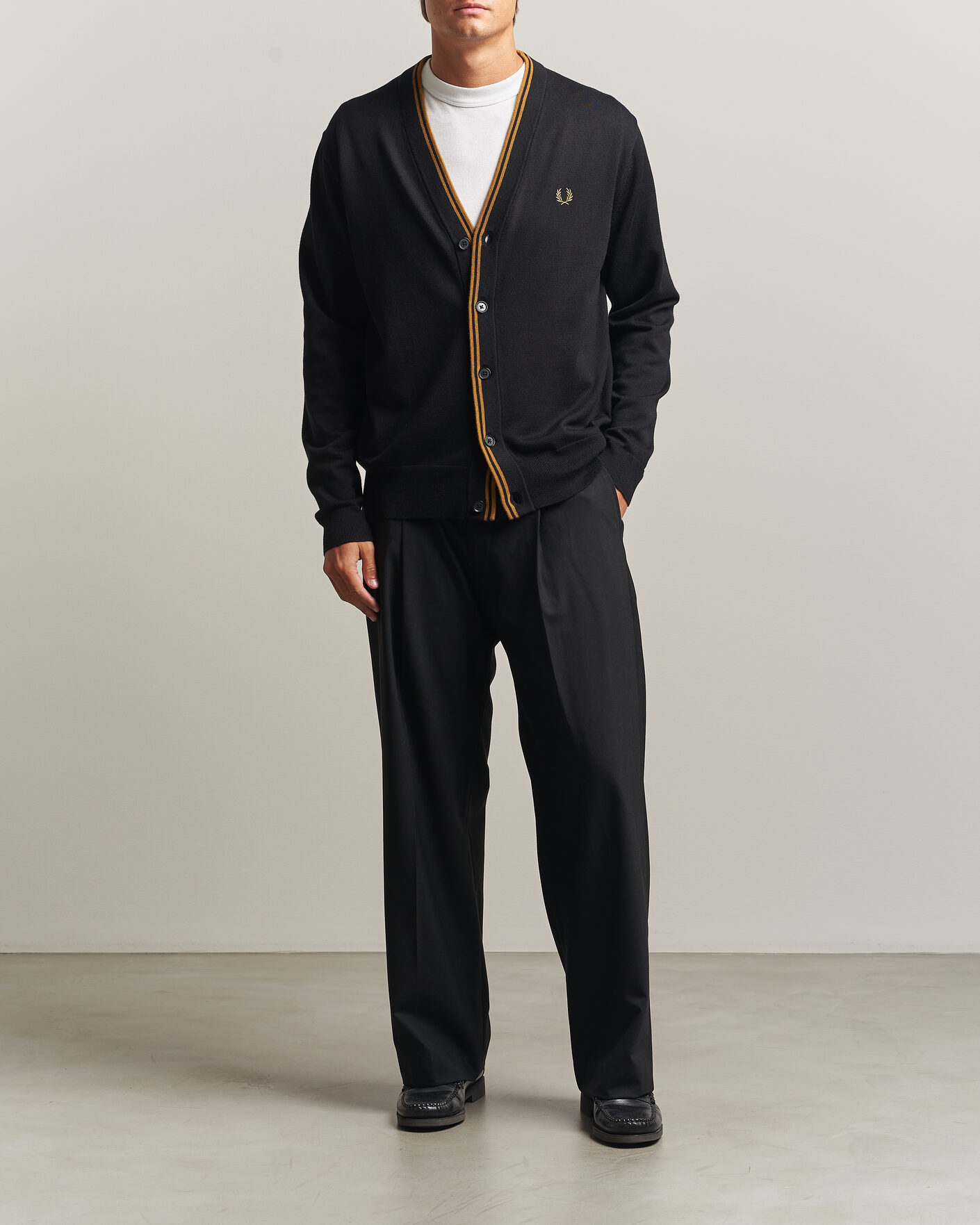 Men | Sweaters & Knitwear | Fred Perry | Classic Knitted Cardigan Black