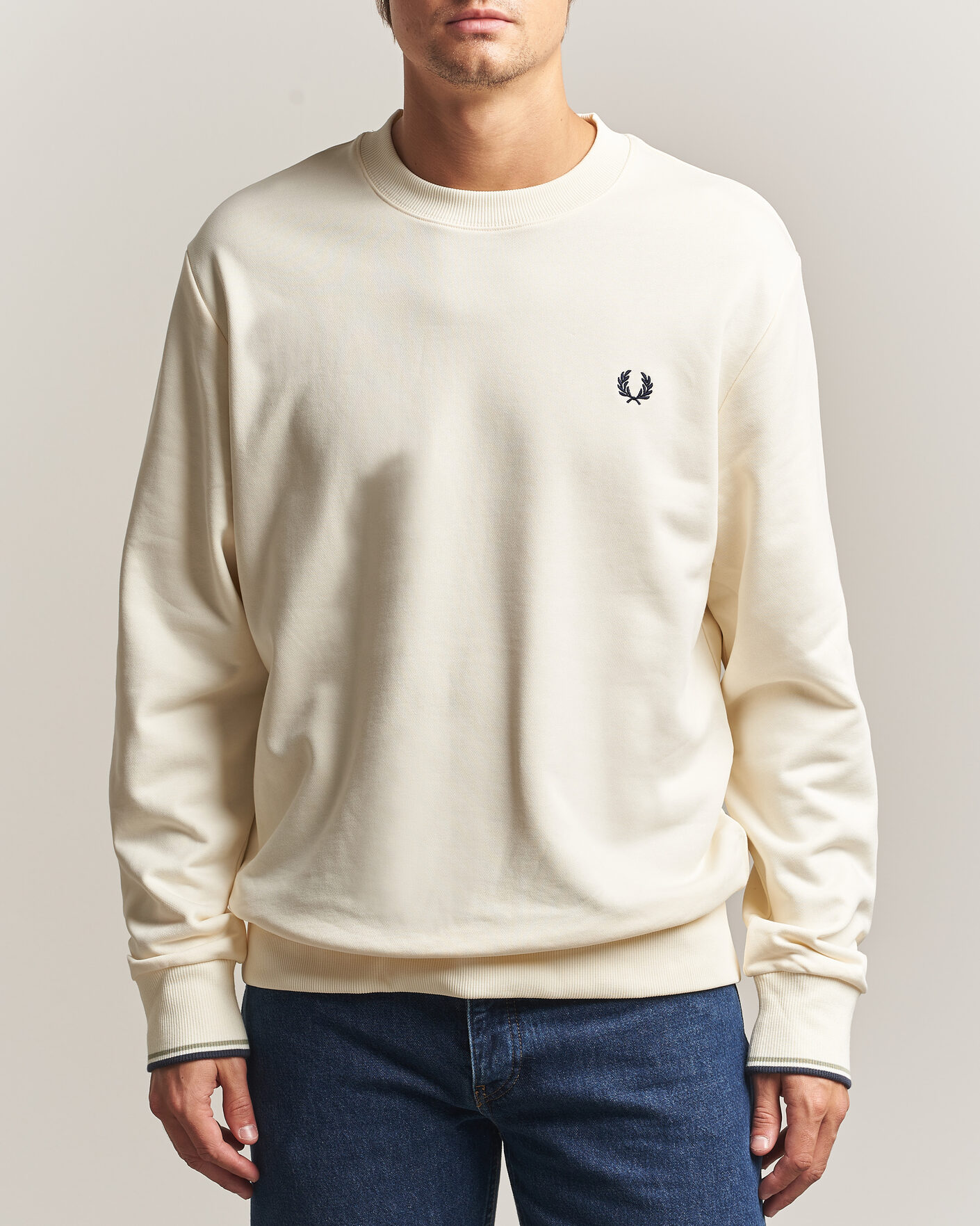 Men | Sweaters & Knitwear | Fred Perry | Crew Neck Sweatshirt Ecru