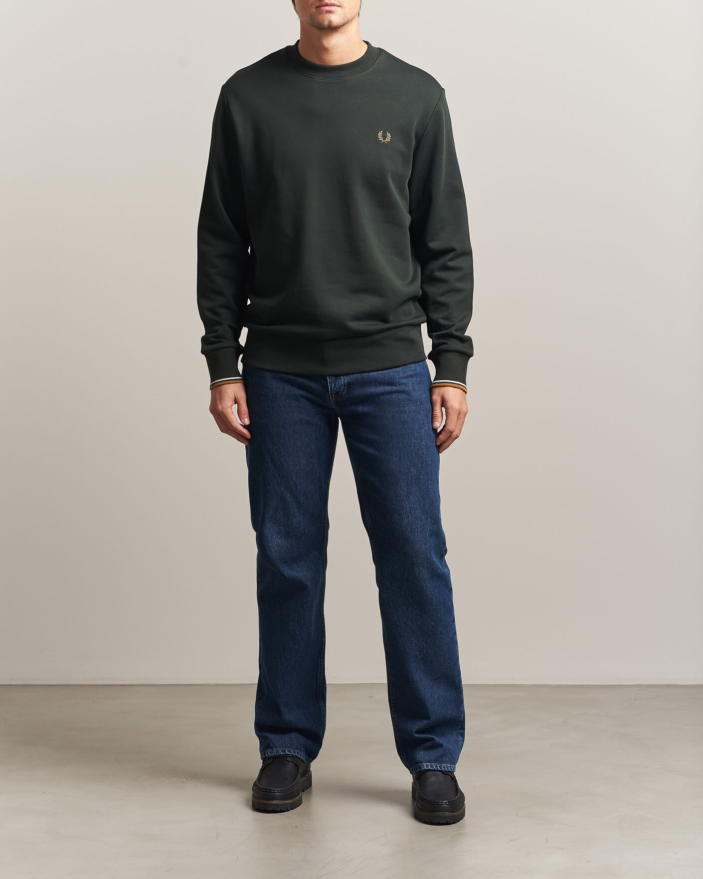Men | Sweaters & Knitwear | Fred Perry | Crew Neck Sweatshirt Night Green