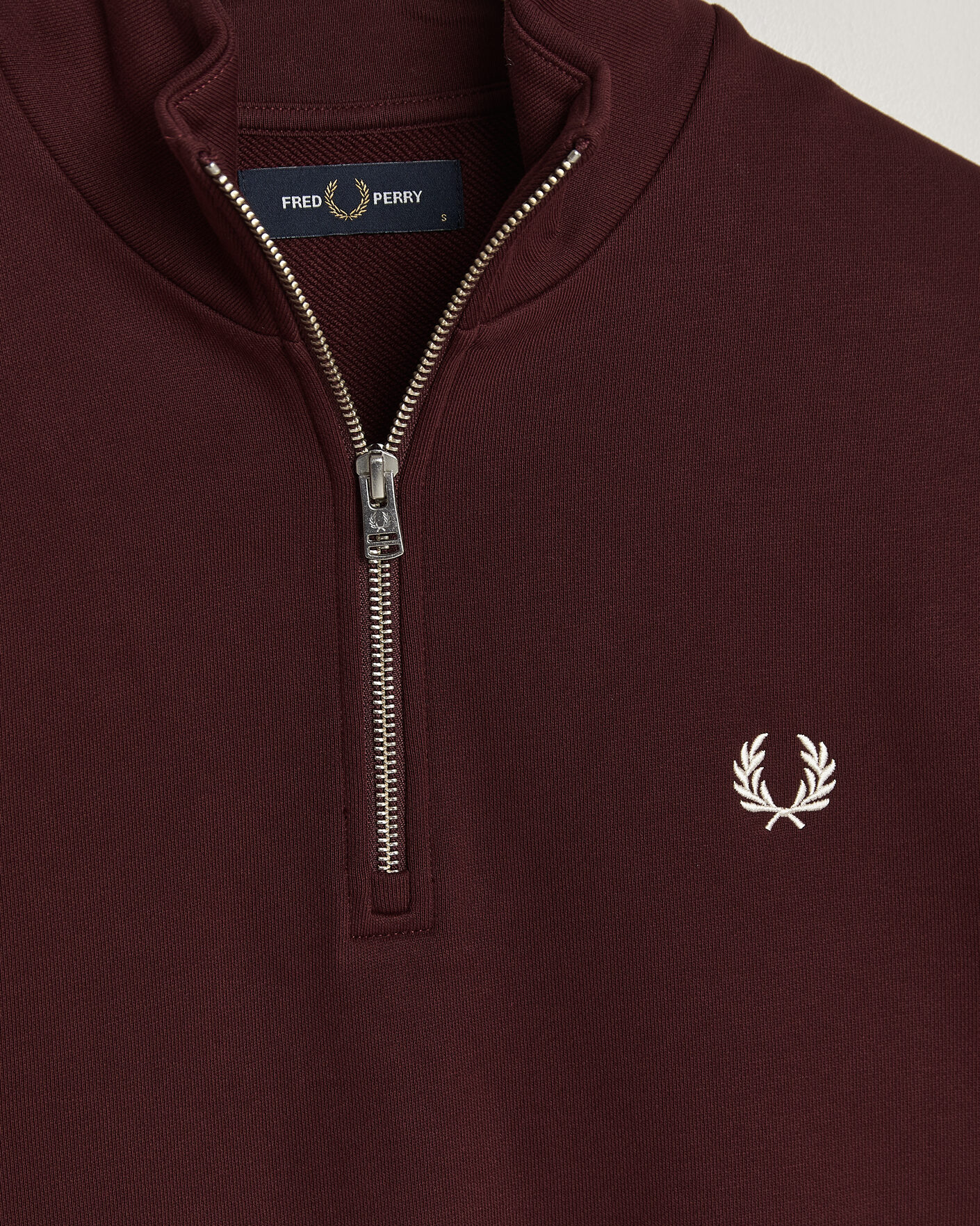 Men | Sweaters & Knitwear | Fred Perry | Half Zip Sweatshirt Oxblood