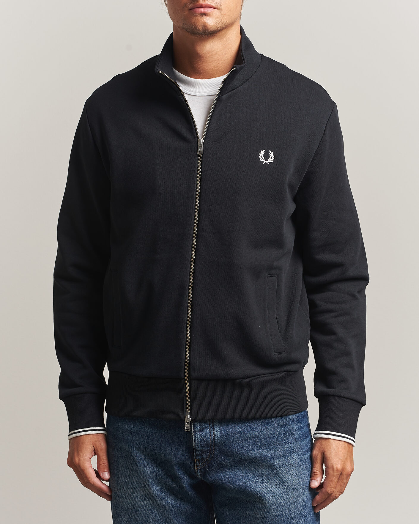 Fred Perry Taped Track Jacket Black at CareOfCarl.com