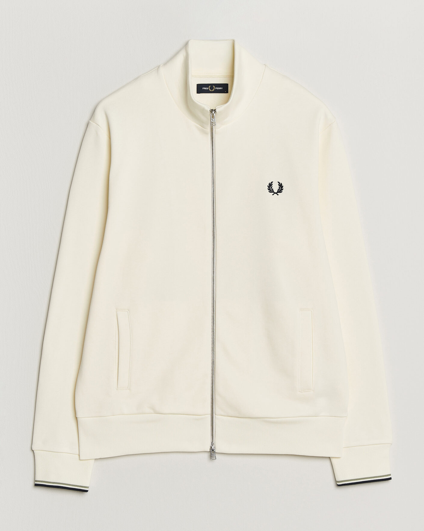 Men | Sweaters & Knitwear | Fred Perry | Full Zip Sweatshirt Ecru