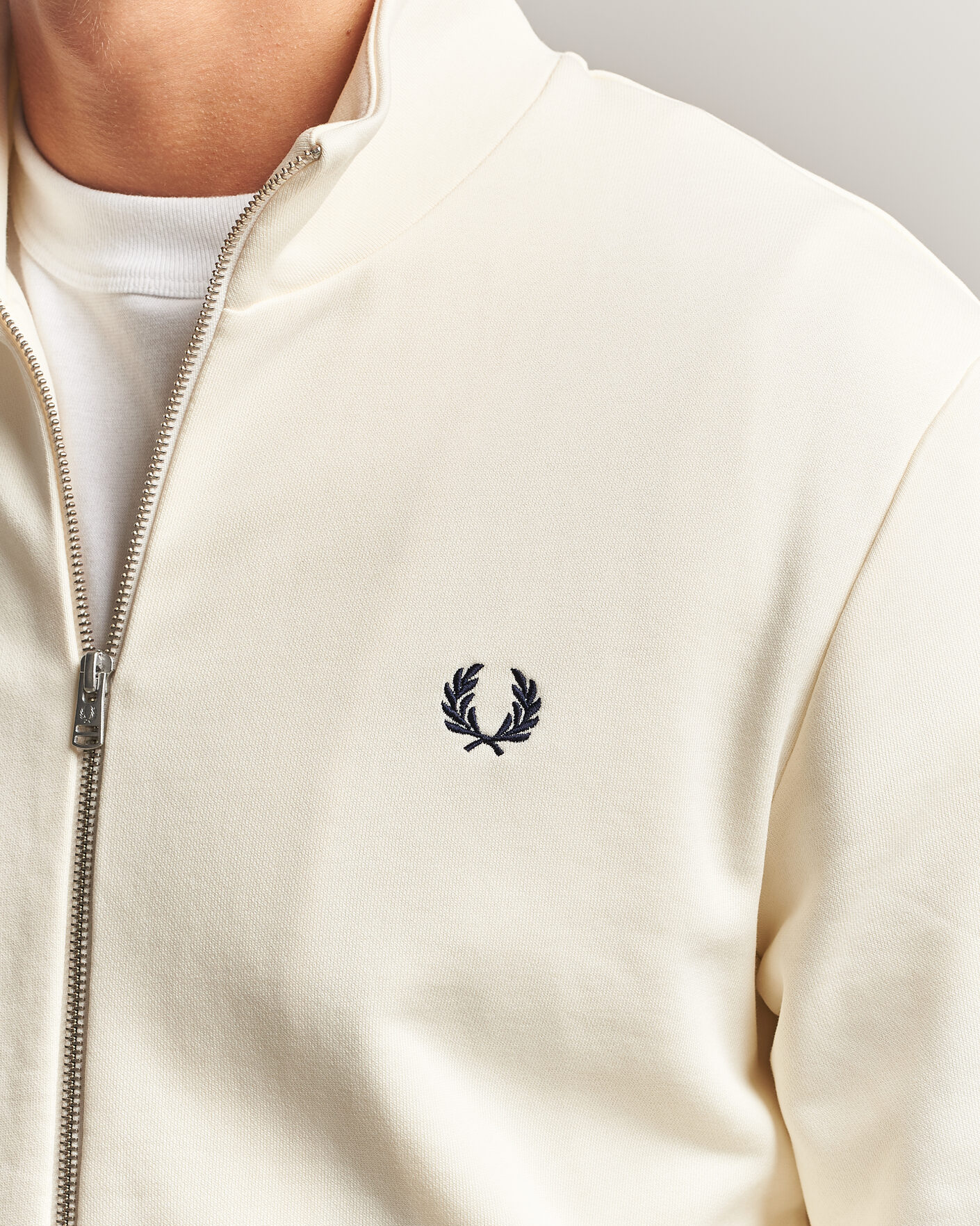 Men | Sweaters & Knitwear | Fred Perry | Full Zip Sweatshirt Ecru