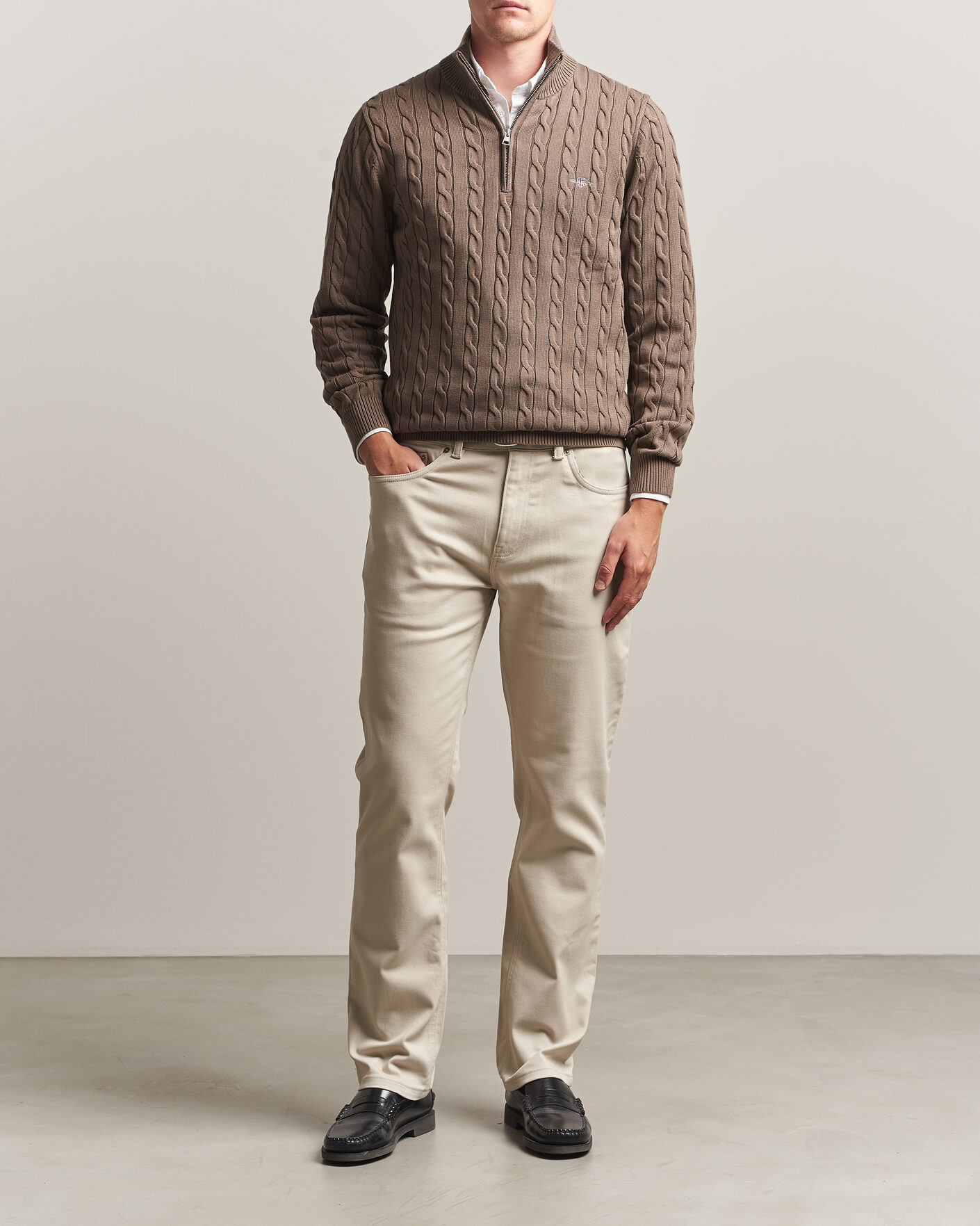 Men | Trousers | Gant | Regular Fit Soft Twill 5-Pocket Pants Clay Beige