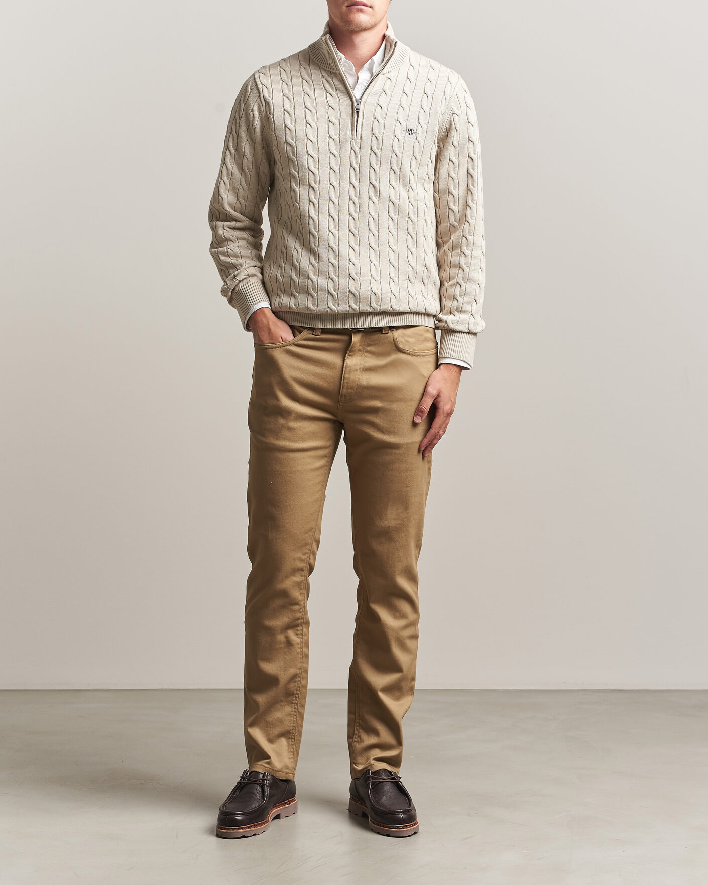 Men | Trousers | Gant | Regular Fit Soft Twill 5-Pocket Pants Light Taupe
