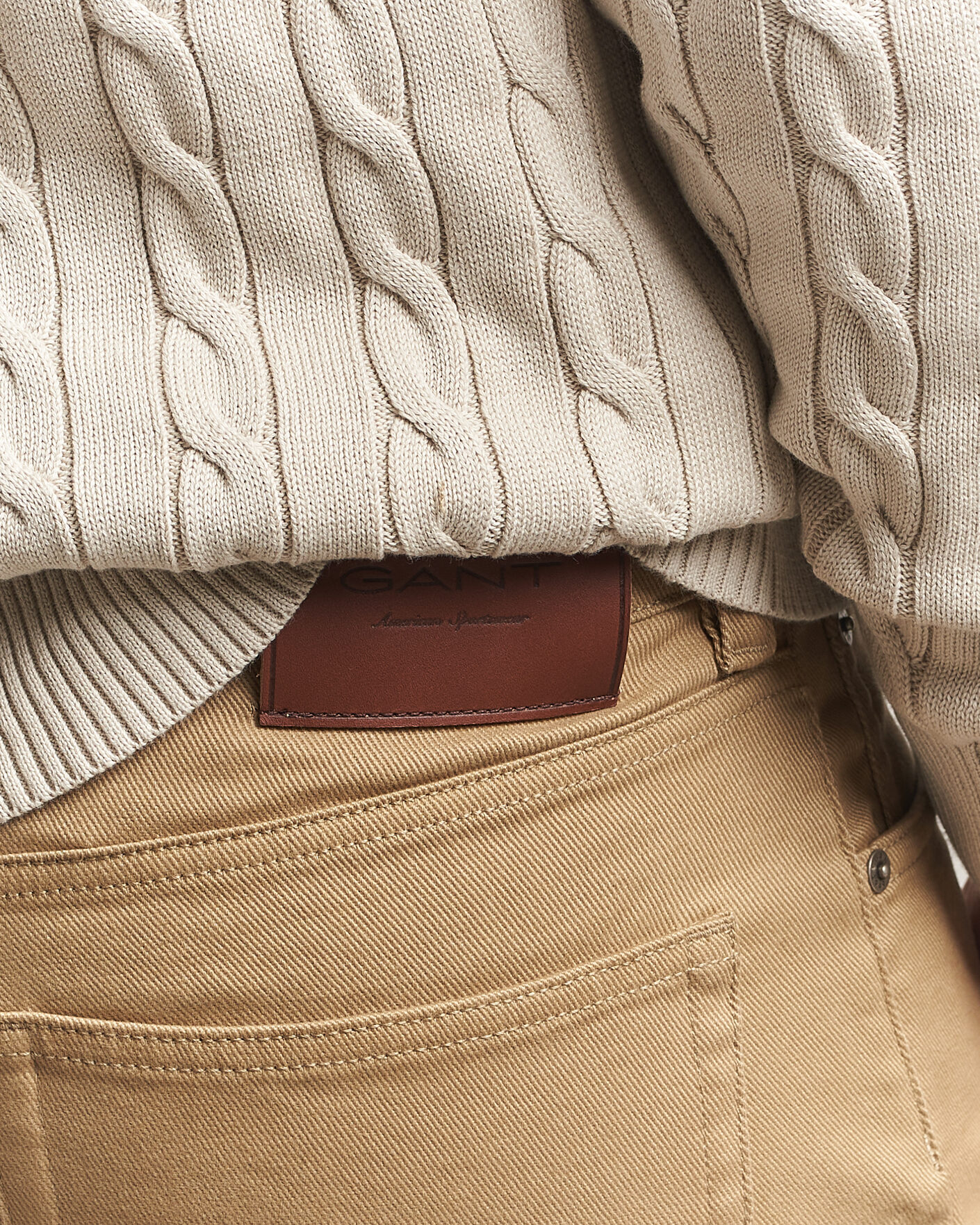 Men | Trousers | Gant | Regular Fit Soft Twill 5-Pocket Pants Light Taupe