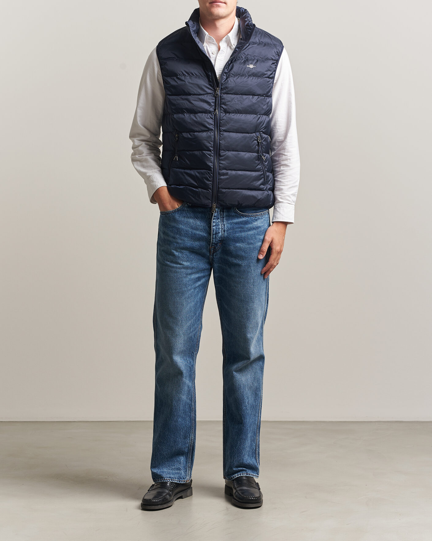 Men | Gilets | Gant | Light Down Vest Evening Blue