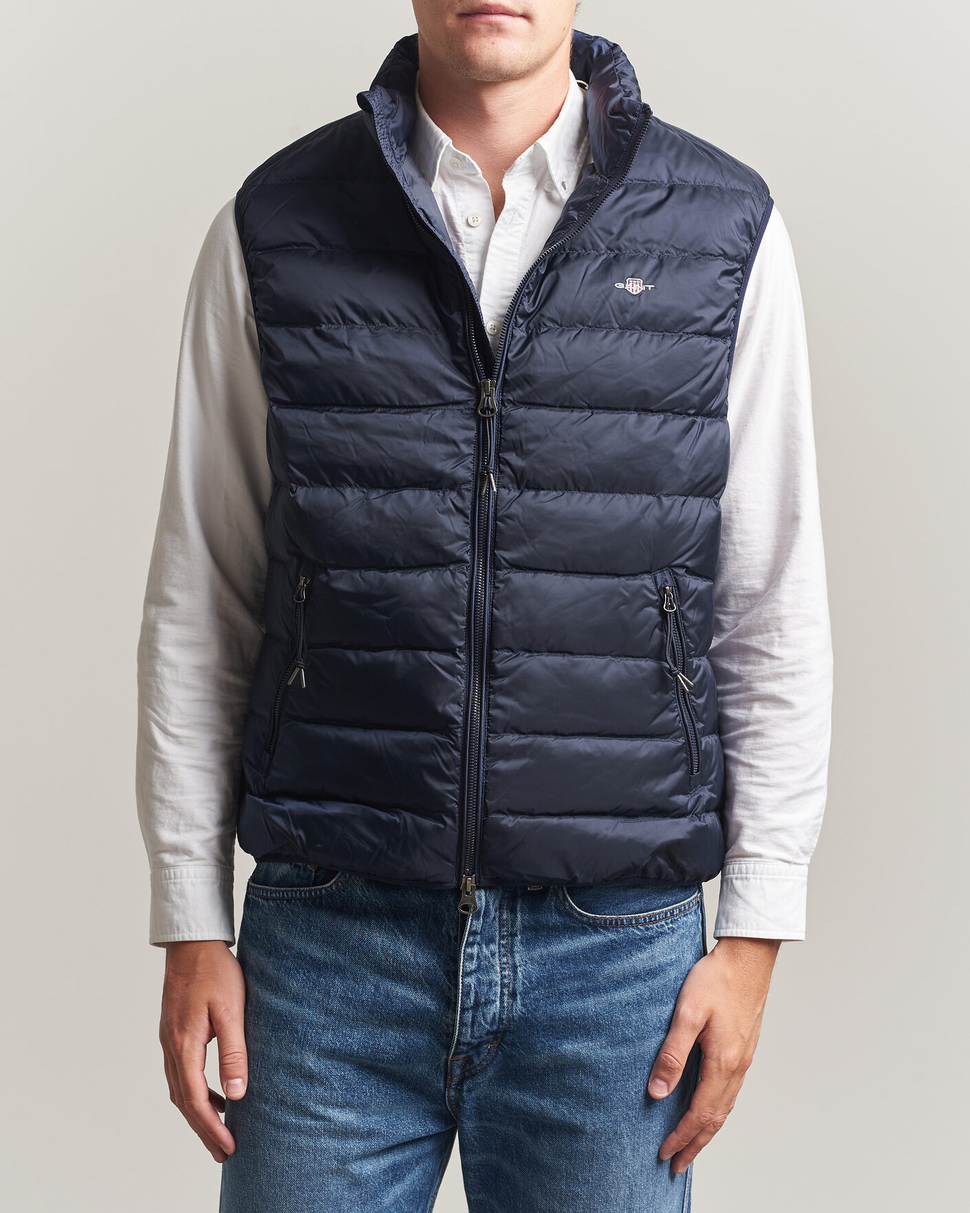 Men | Gilets | Gant | Light Down Vest Evening Blue