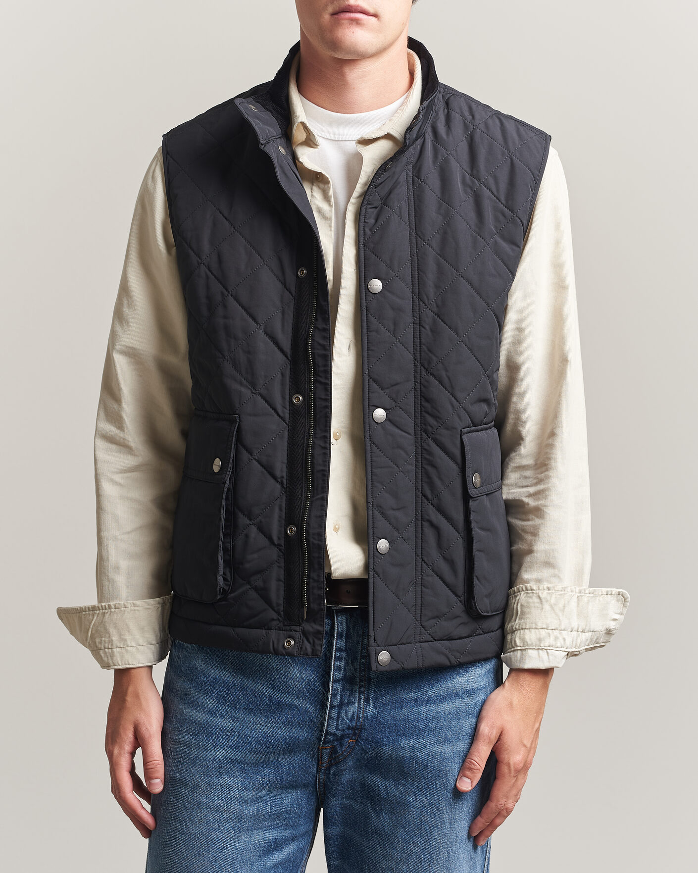 Men | Gilets | Gant | Classic Quilted Vest Black