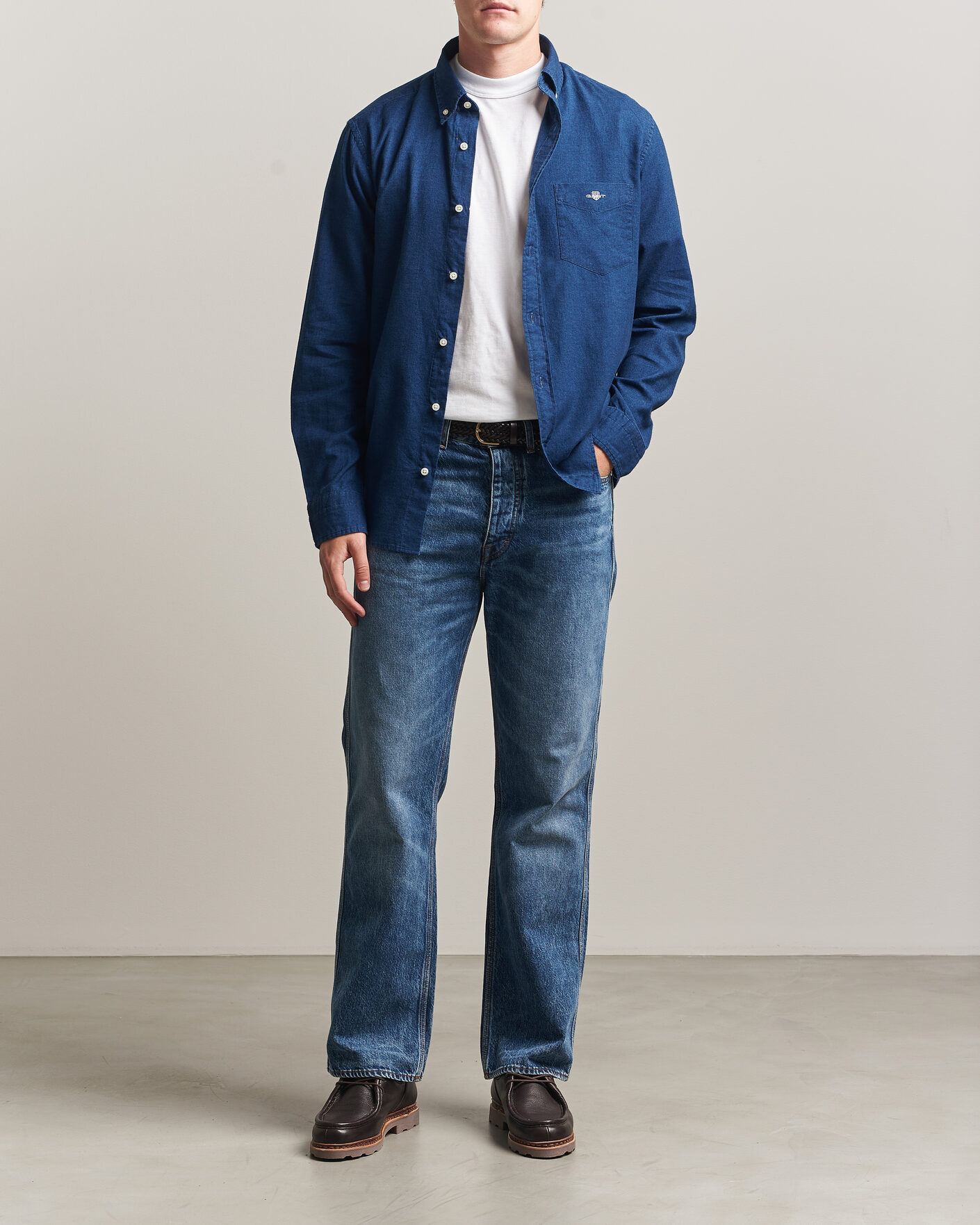 Men | Shirts | Gant | Regular Fit Indigo Oxford Shirt Dark Blue