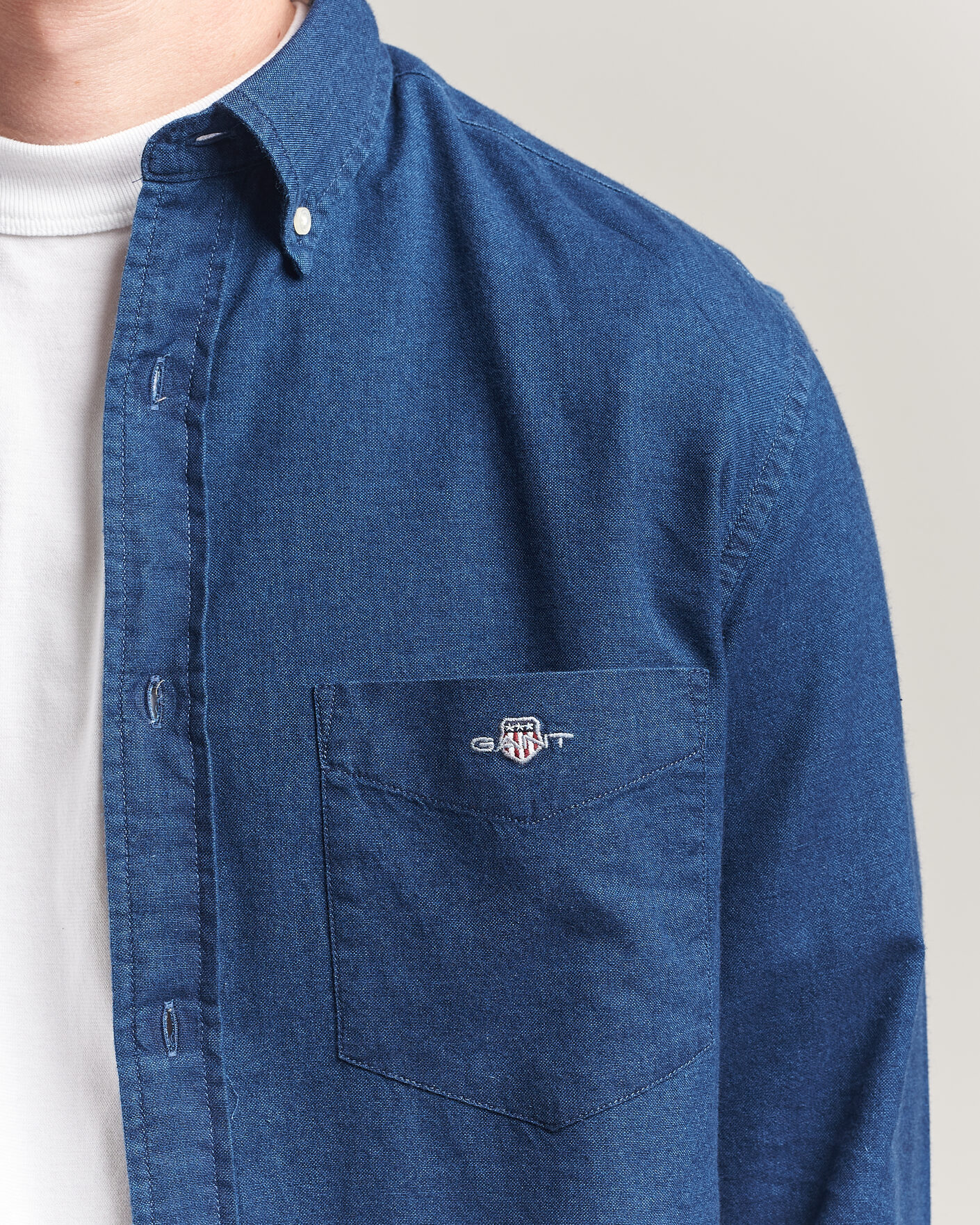 Men | Shirts | Gant | Regular Fit Indigo Oxford Shirt Dark Blue
