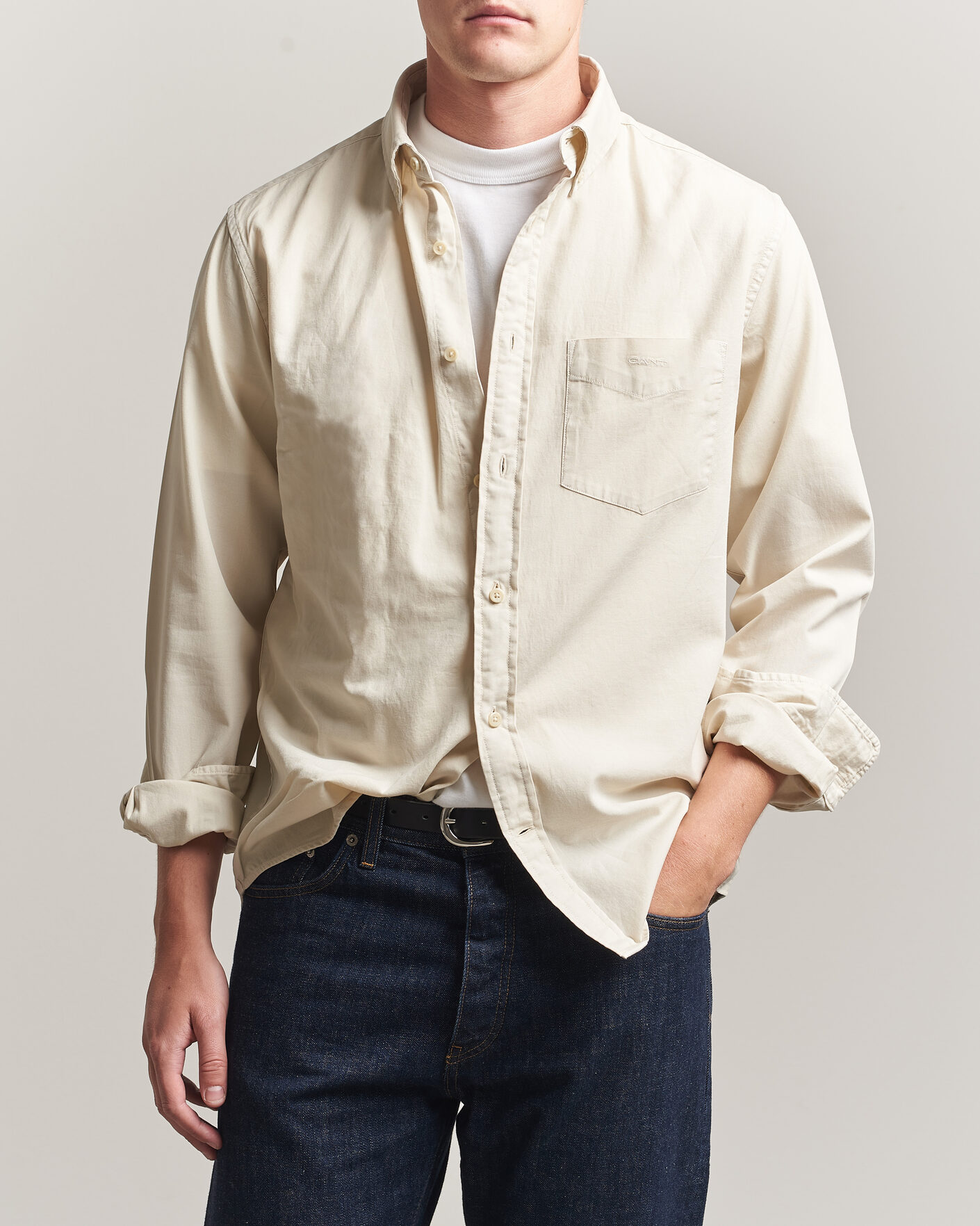 Men | Shirts | Gant | Regular Fit Garment Dyed Twill Shirt Sand