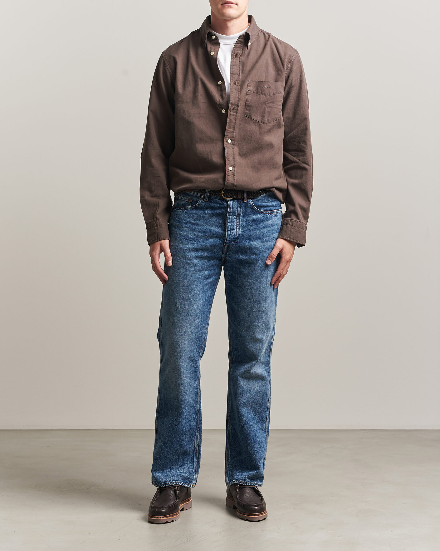 Men | Shirts | Gant | Regular Fit Garment Dyed Twill Shirt Shadow Brown