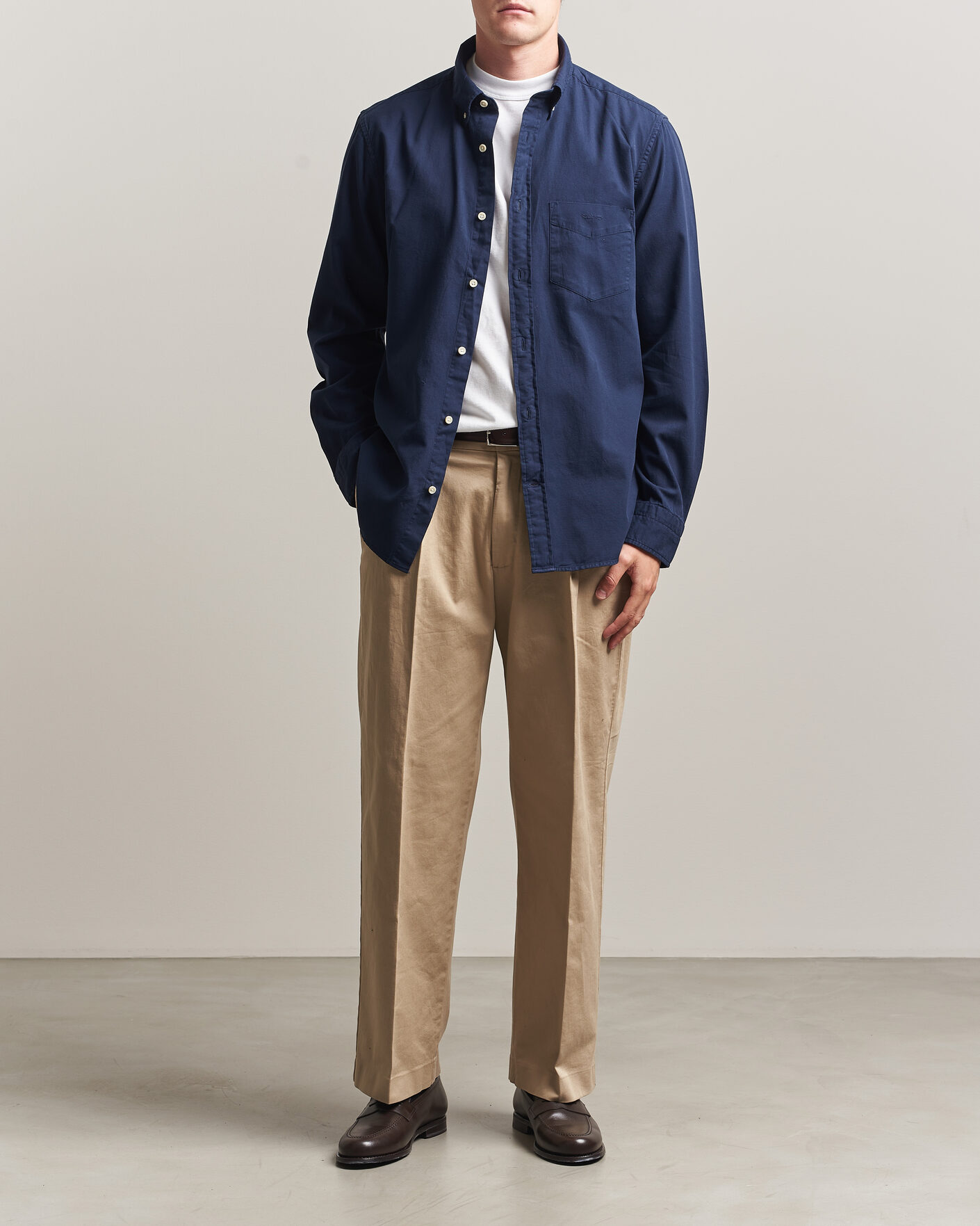 Men | Shirts | Gant | Regular Fit Garment Dyed Twill Shirt Evening Blue