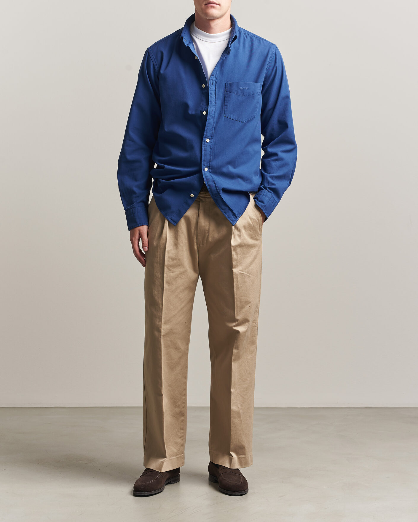 Men | Shirts | Gant | Regular Fit Garment Dyed Twill Shirt Crisp Blue
