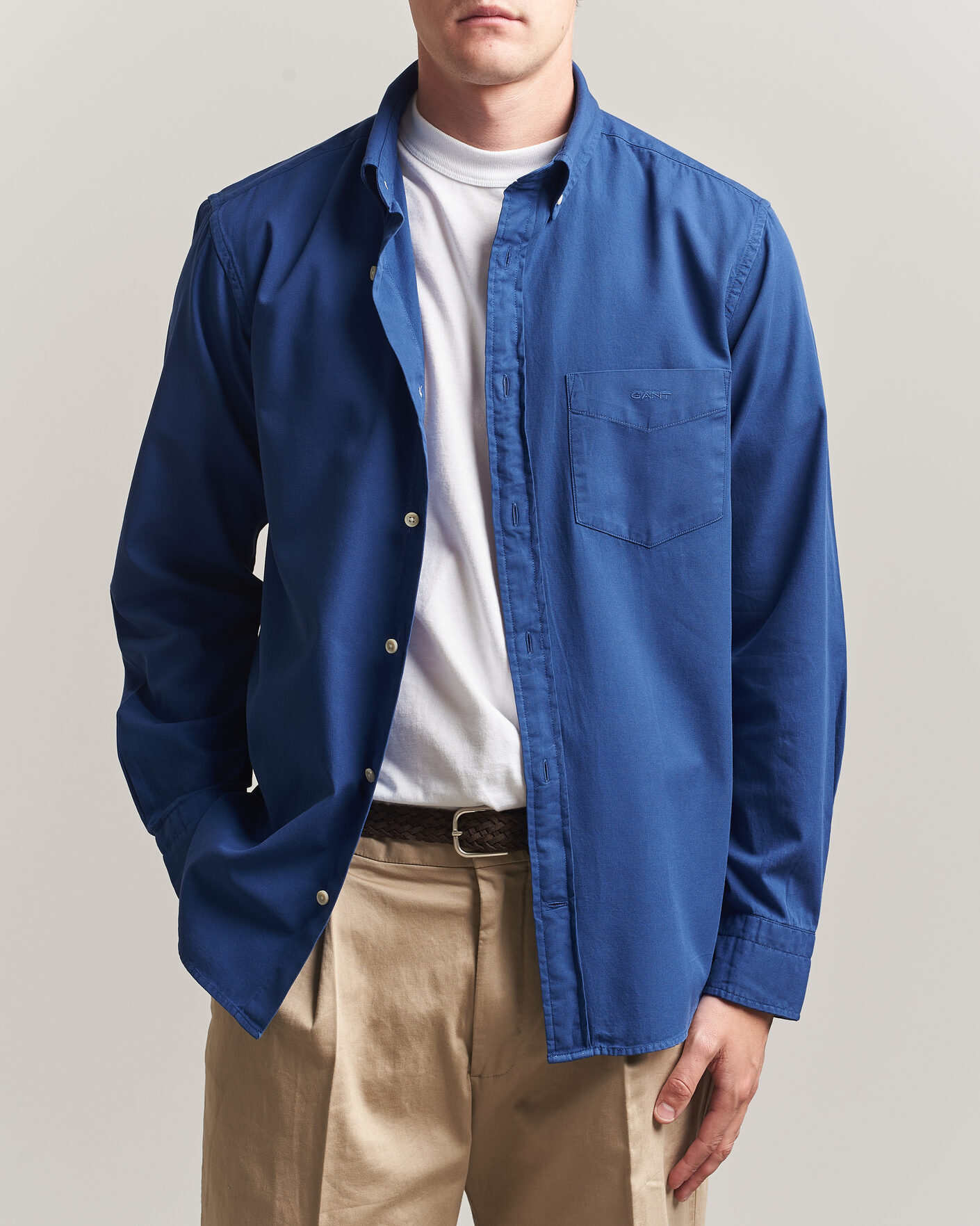 Men | Shirts | Gant | Regular Fit Garment Dyed Twill Shirt Crisp Blue