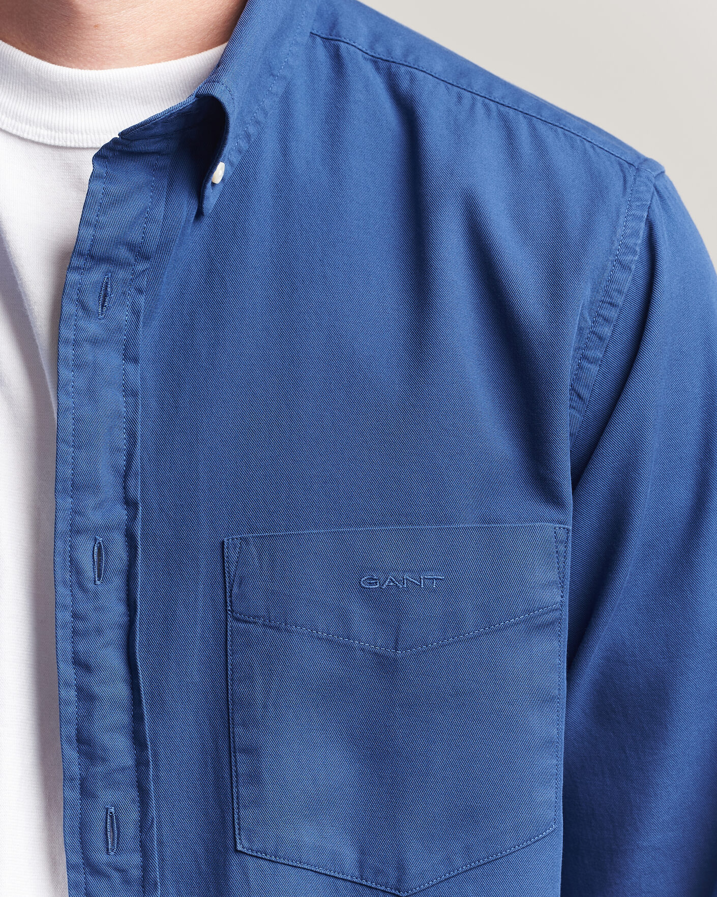 Men | Shirts | Gant | Regular Fit Garment Dyed Twill Shirt Crisp Blue