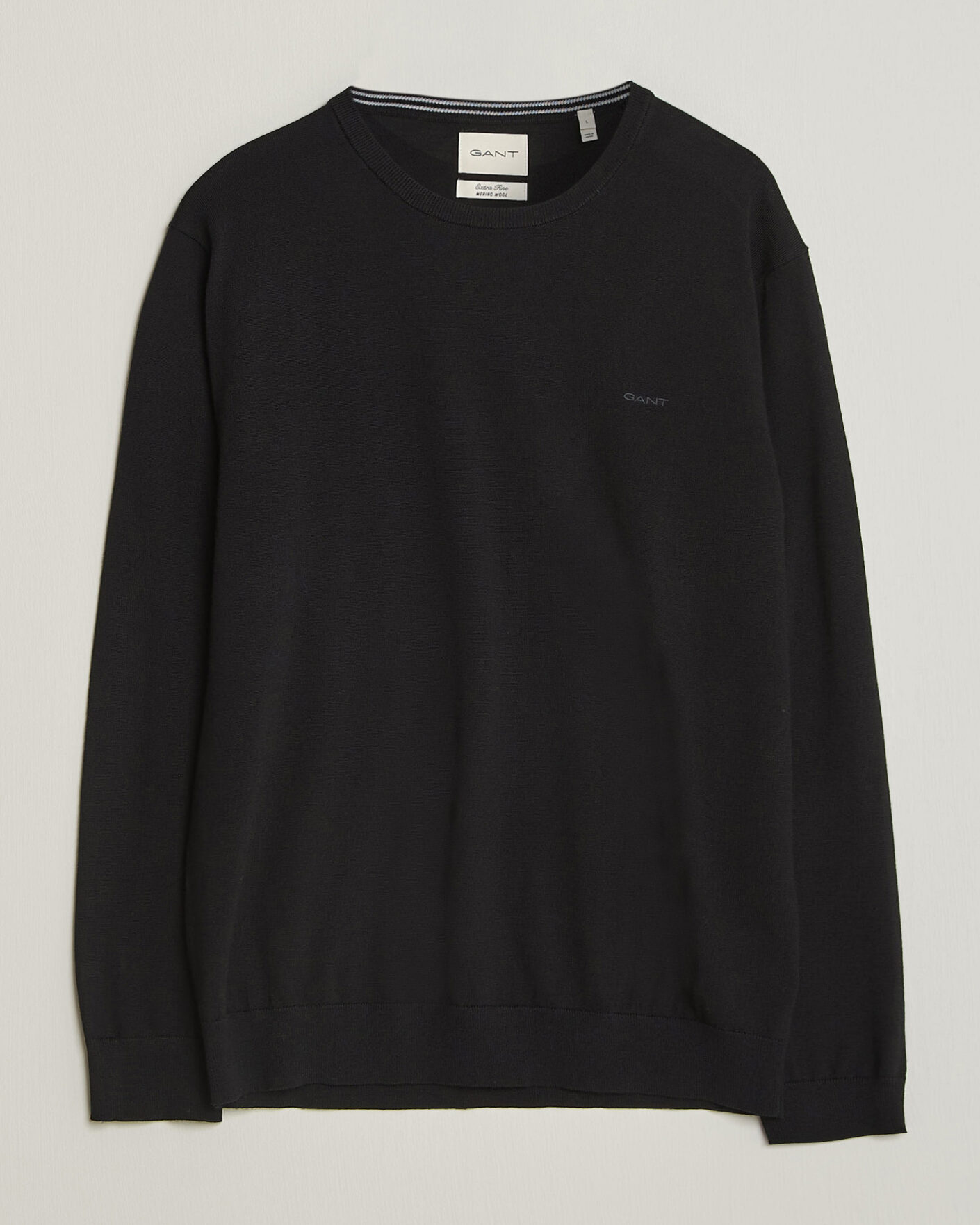Men | Sweaters & Knitwear | Gant | Extrafine Merino Knitted Crew Neck Black