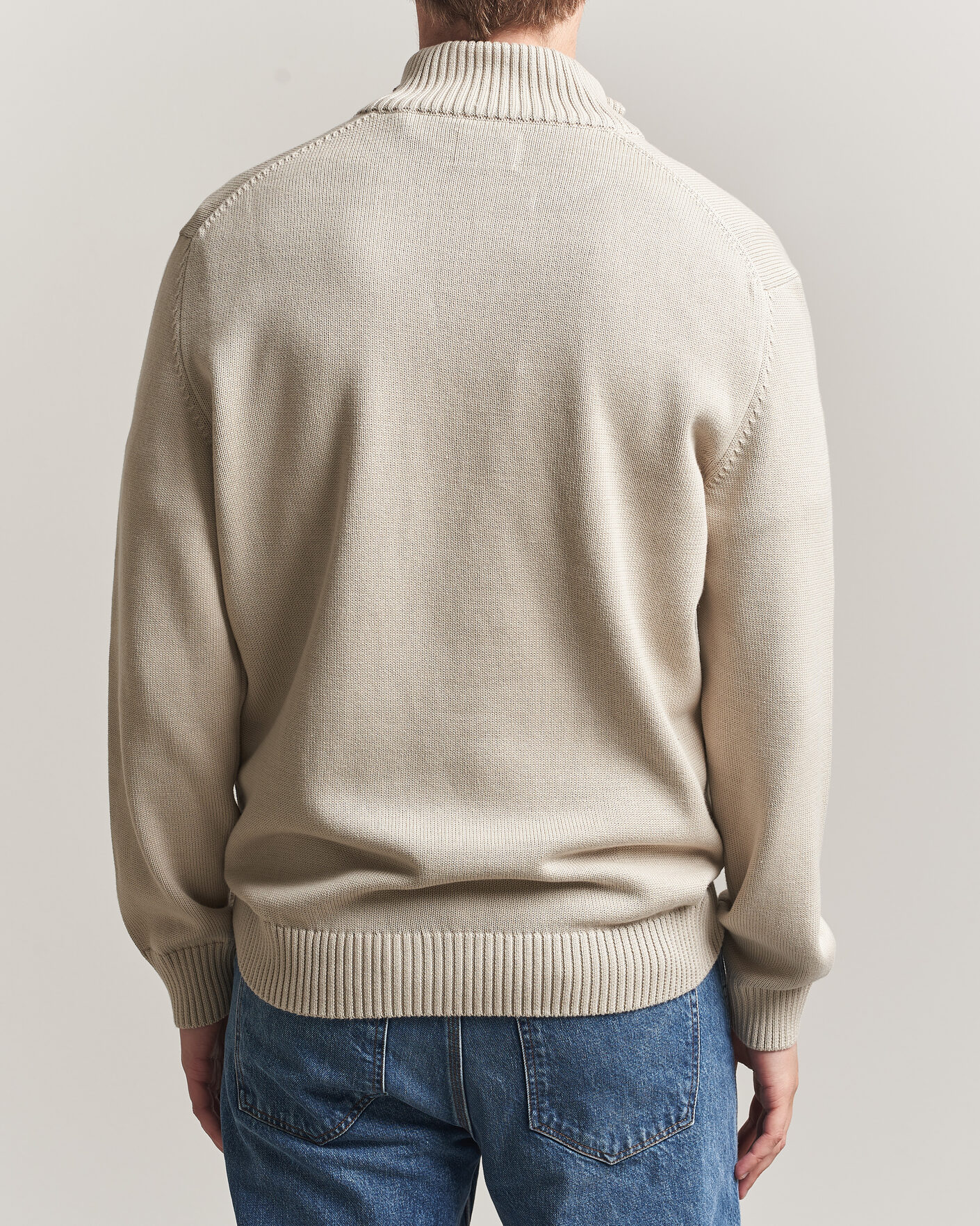 Men | Sweaters & Knitwear | Gant | Casual Cotton Knitted Half Zip Clay Beige