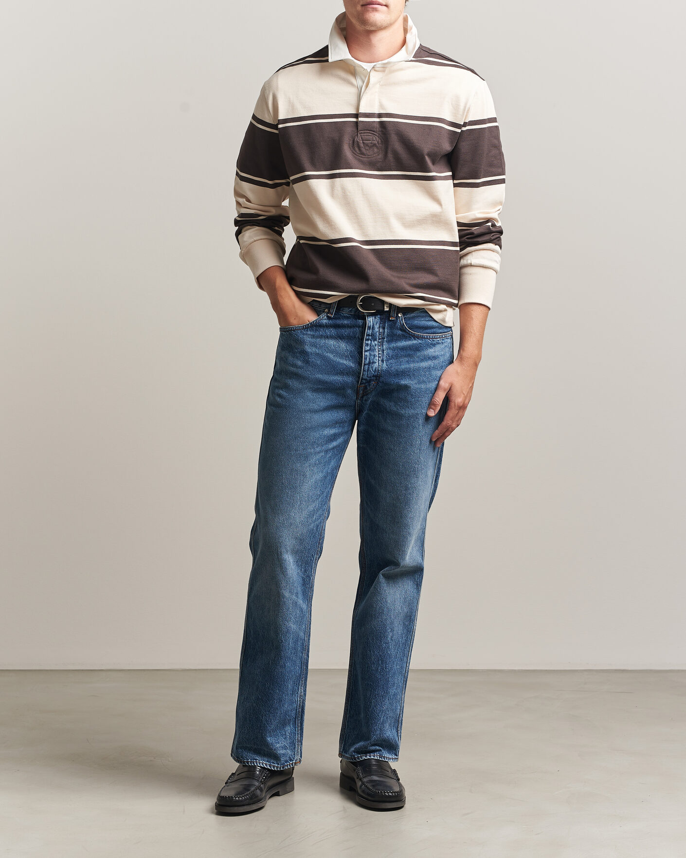 Men | Sweaters & Knitwear | Gant | Striped Rugger Charred Wood Brown