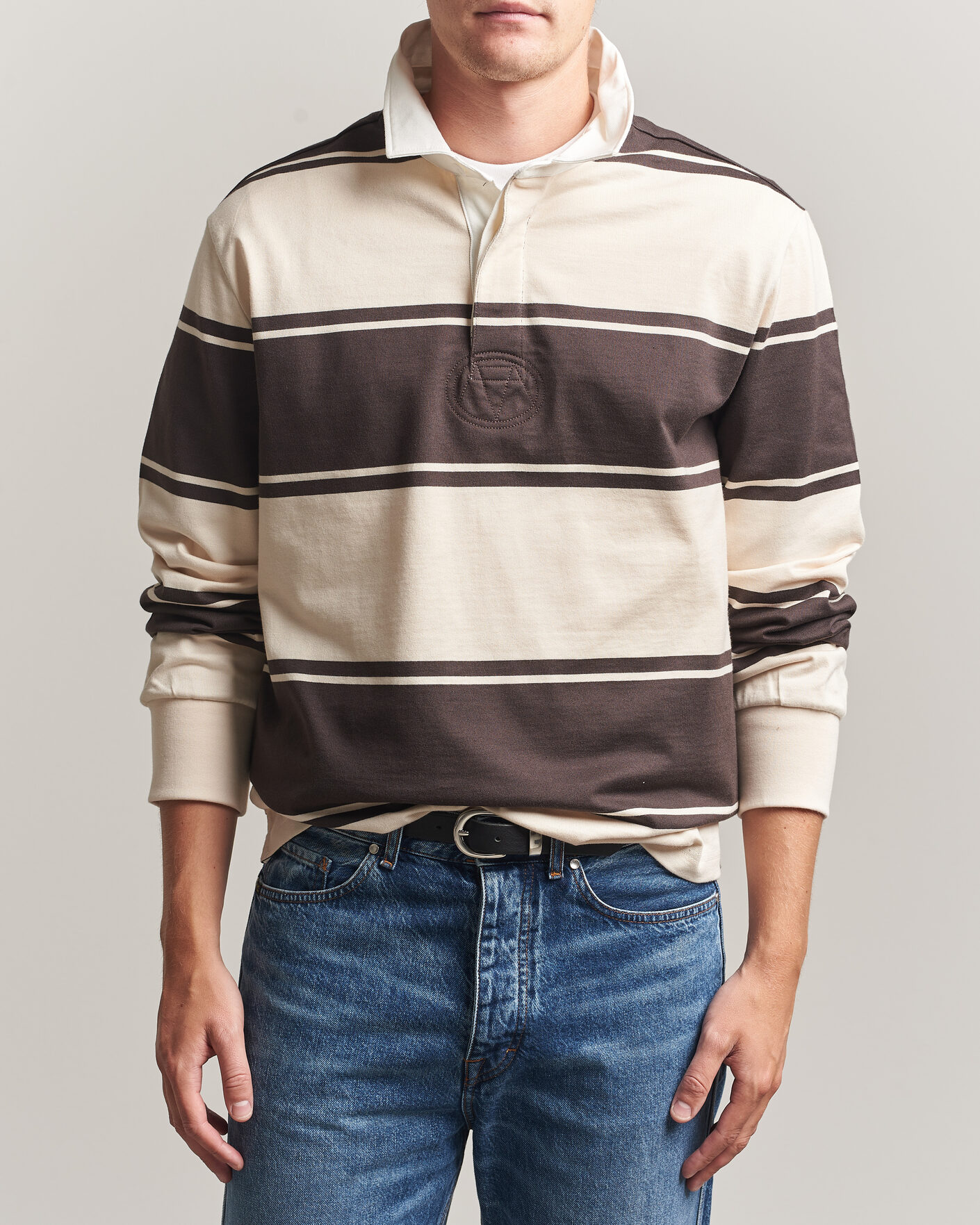 Men | Sweaters & Knitwear | Gant | Striped Rugger Charred Wood Brown