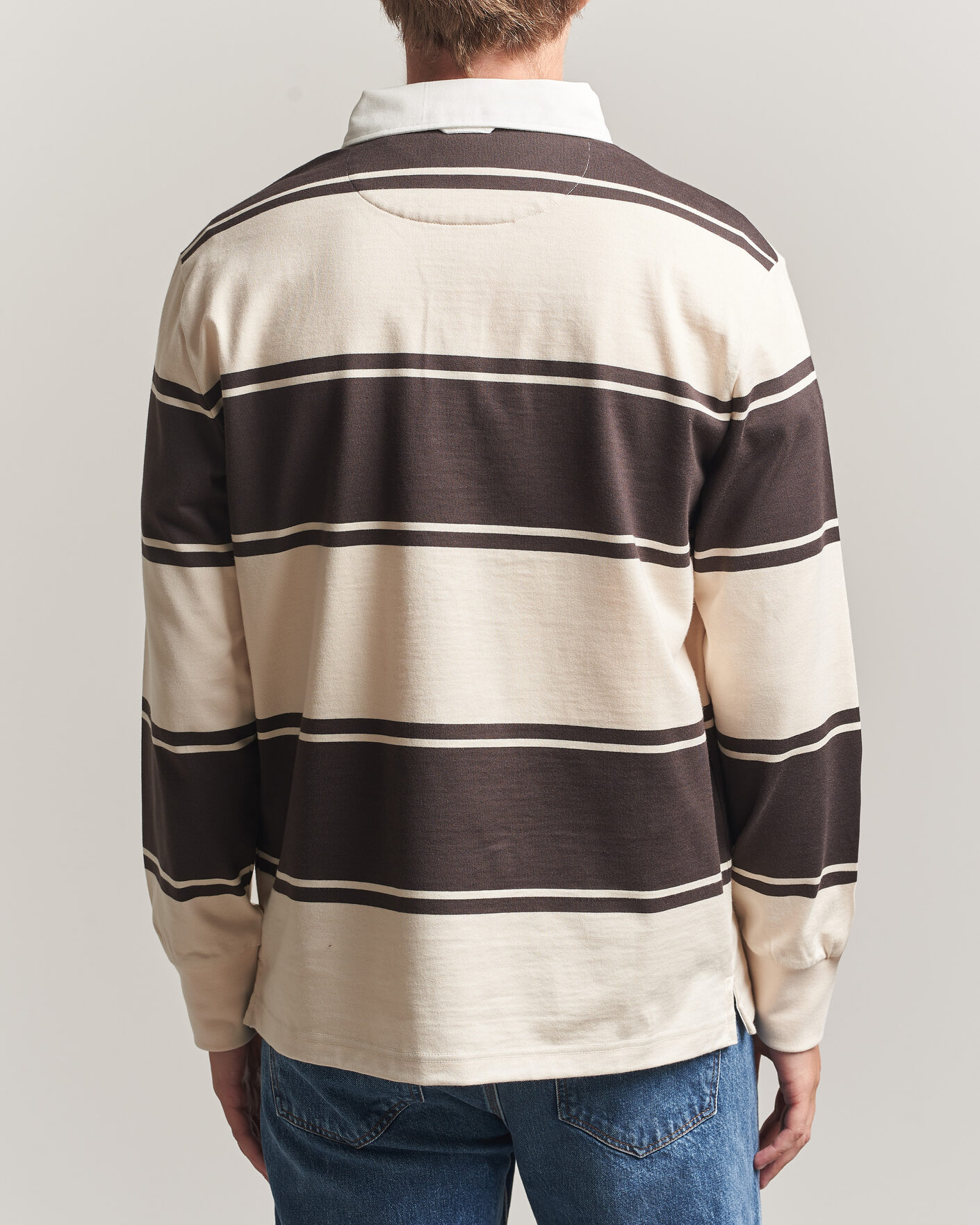 Men | Sweaters & Knitwear | Gant | Striped Rugger Charred Wood Brown