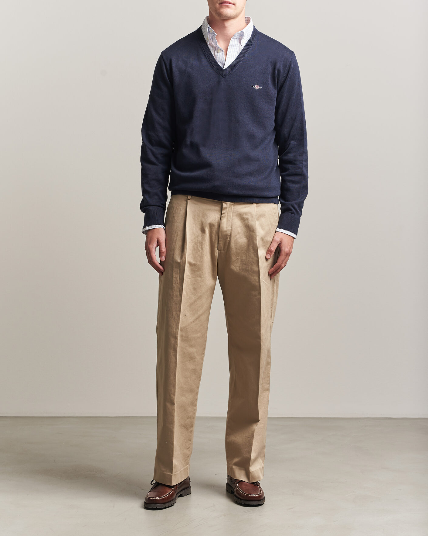 Men | Sweaters & Knitwear | Gant | Classic Cotton V-Neck Evening Blue