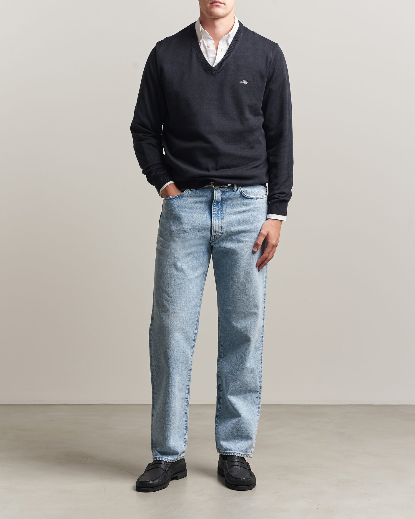 Men | Sweaters & Knitwear | Gant | Classic Cotton V-Neck Black