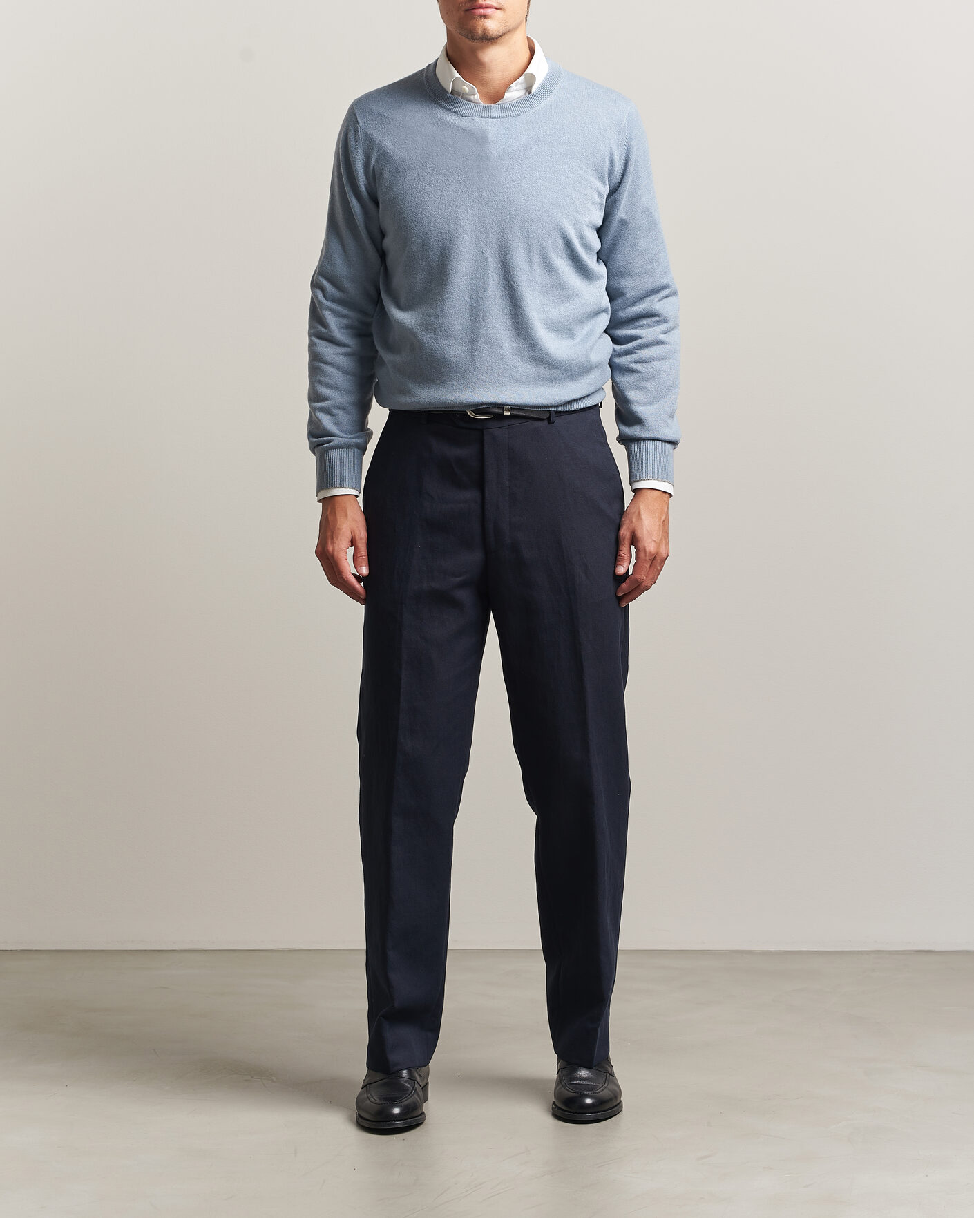 Men | Sweaters & Knitwear | Brunello Cucinelli | 2 Ply Cashmere Pullover Denim Blue