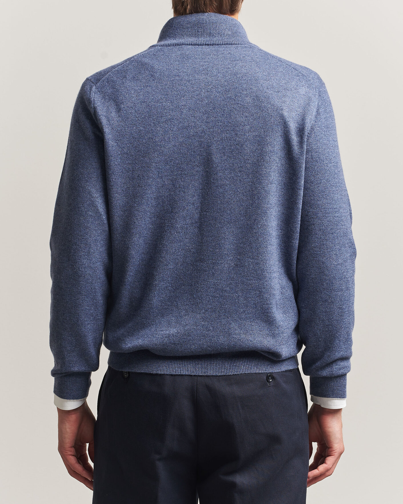 Men | Sweaters & Knitwear | Brunello Cucinelli | 2 Ply Cashmere Half Zip Denim Blue