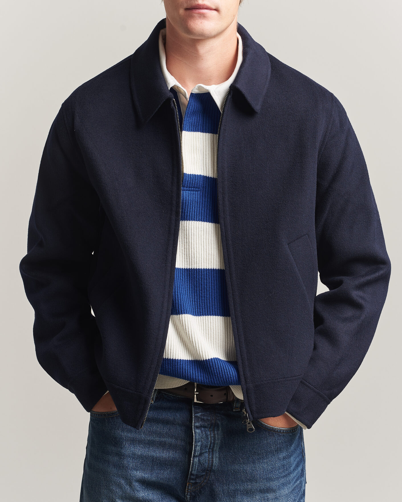 Men | Coats & Jackets | Gant | Handstitched Wool/Cashmere Jacket Evening Blue