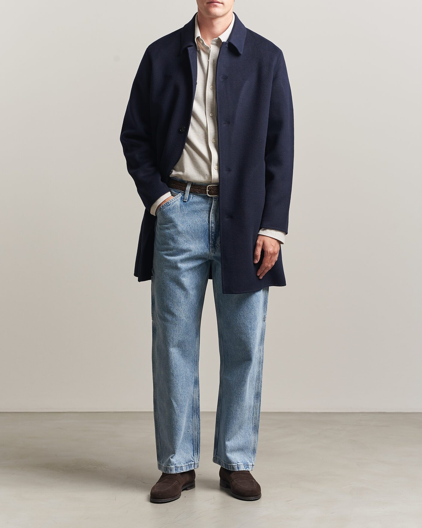 Men | Coats & Jackets | Gant | Handstitched Wool/Cashmere Top Coat Evening Blue