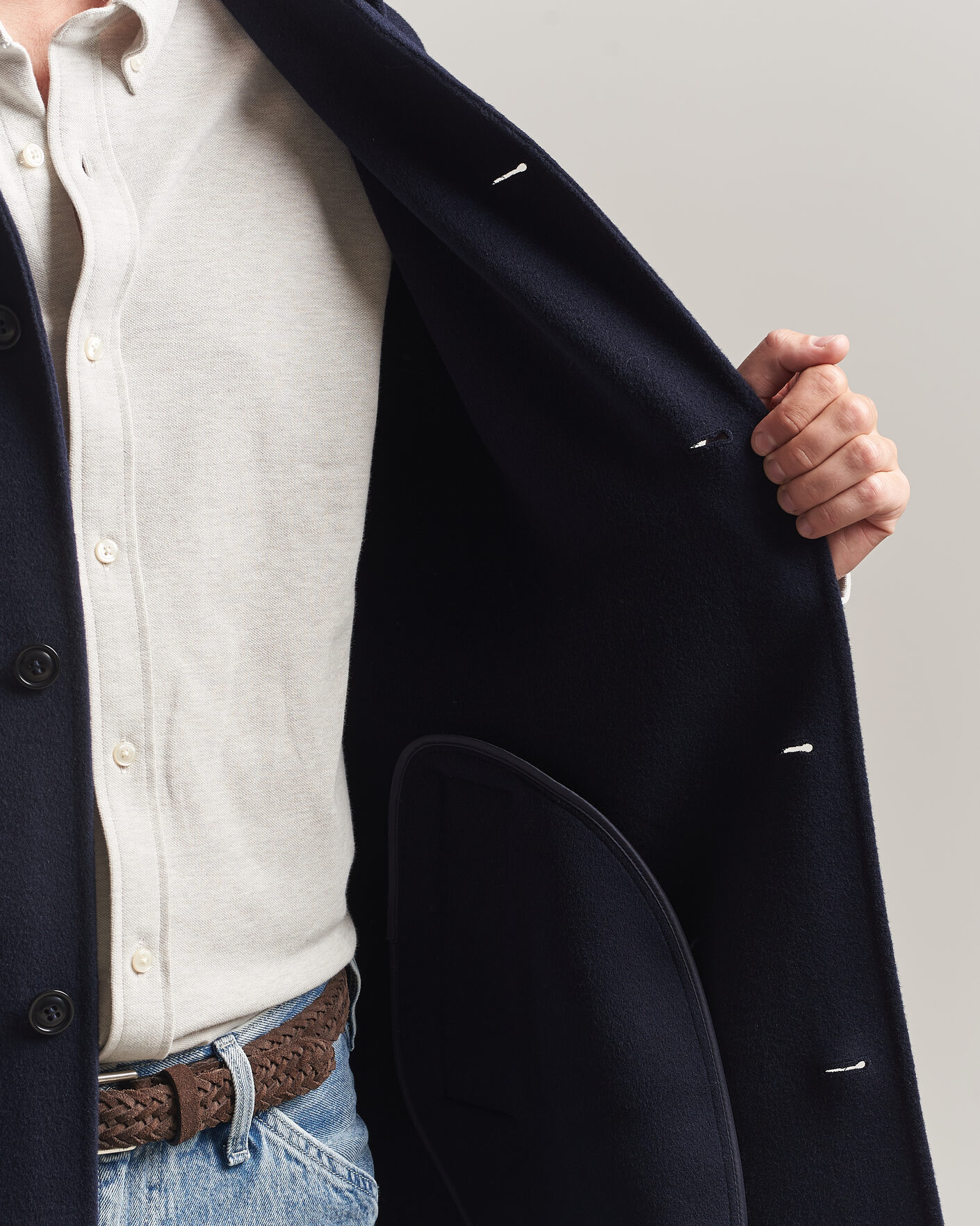 Men | Coats & Jackets | Gant | Handstitched Wool/Cashmere Top Coat Evening Blue