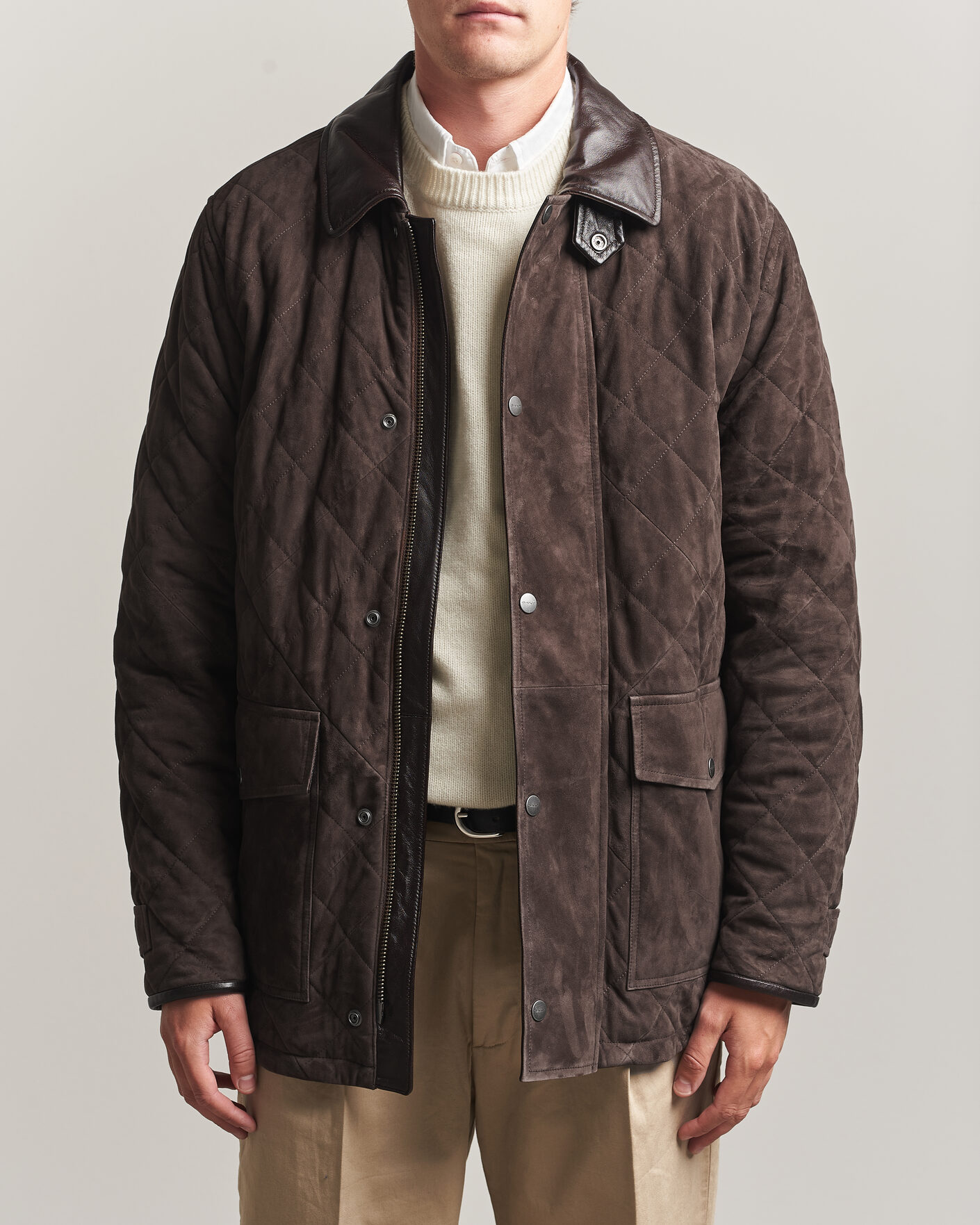 Men | Coats & Jackets | Gant | Quilted Suede Jacket Black Brown