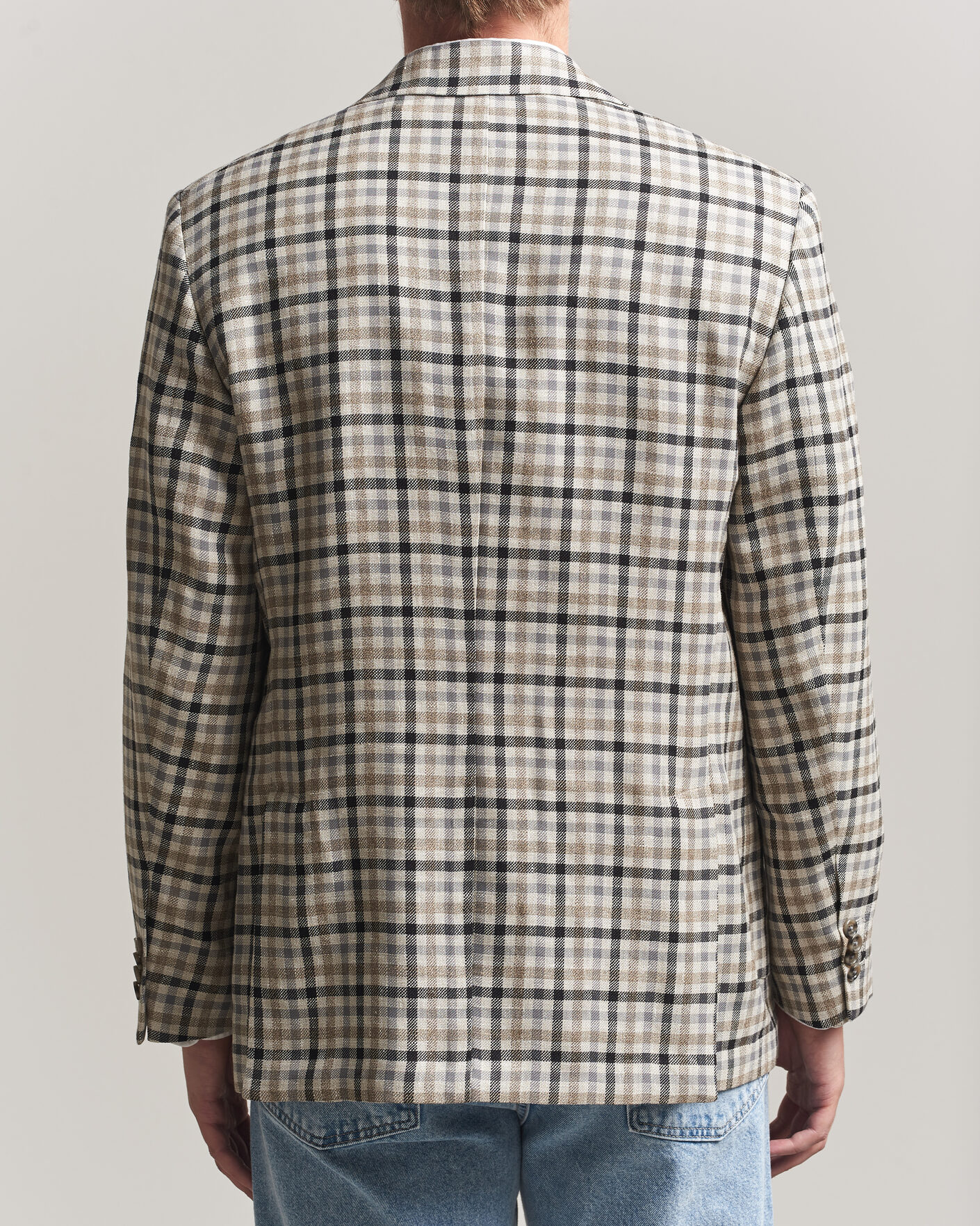 Men | Blazers | Gant | Wool/Linen Checked Blazer Cream